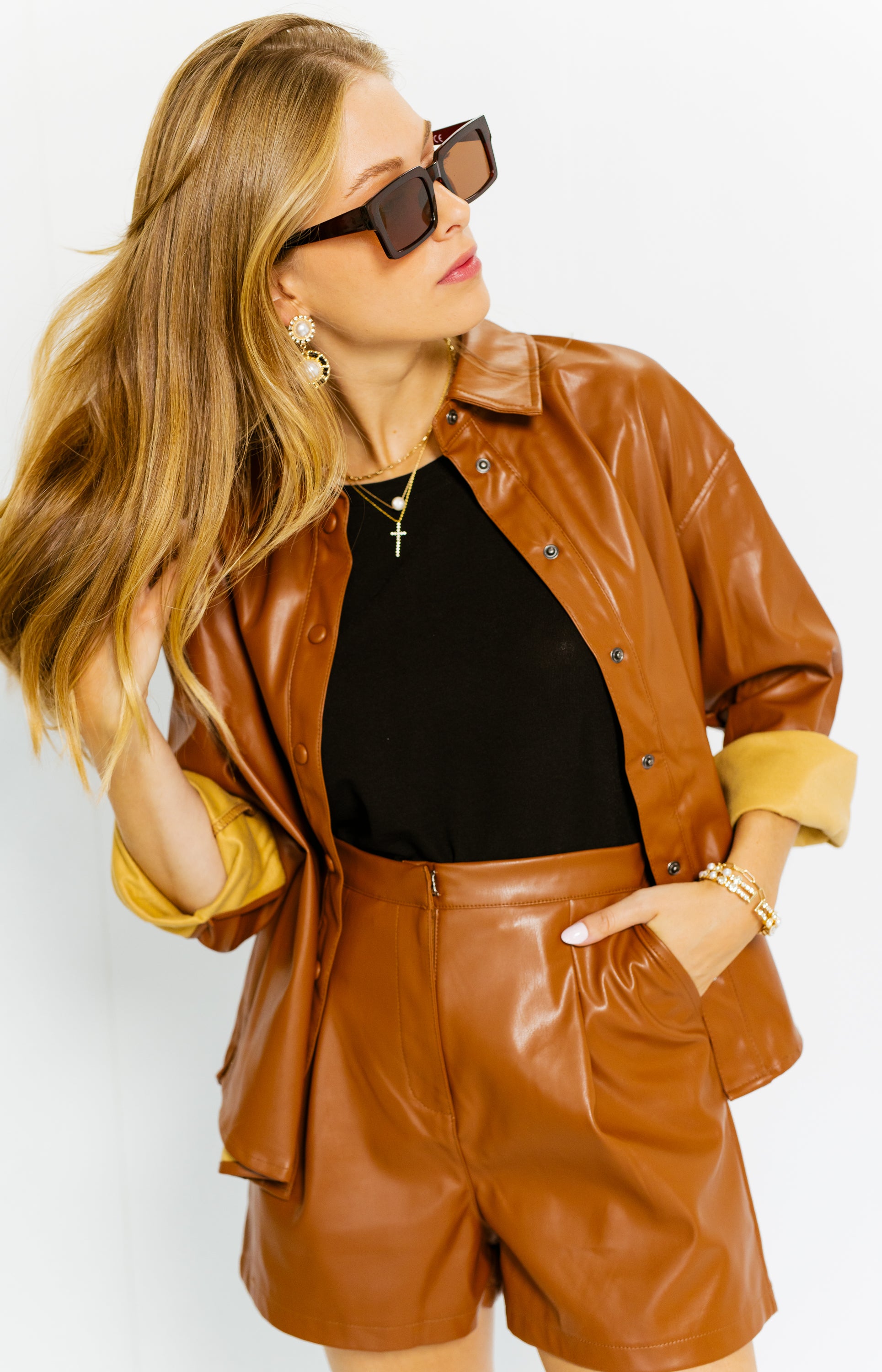 Promising Style Shacket, CAMEL BROWN
