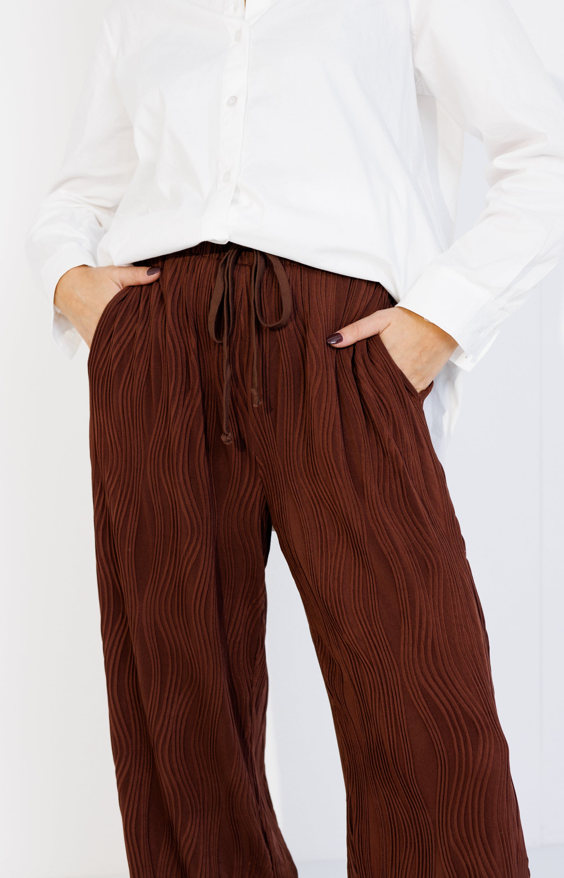 The Bonbon Wide Leg Trousers, CHOCOLATE