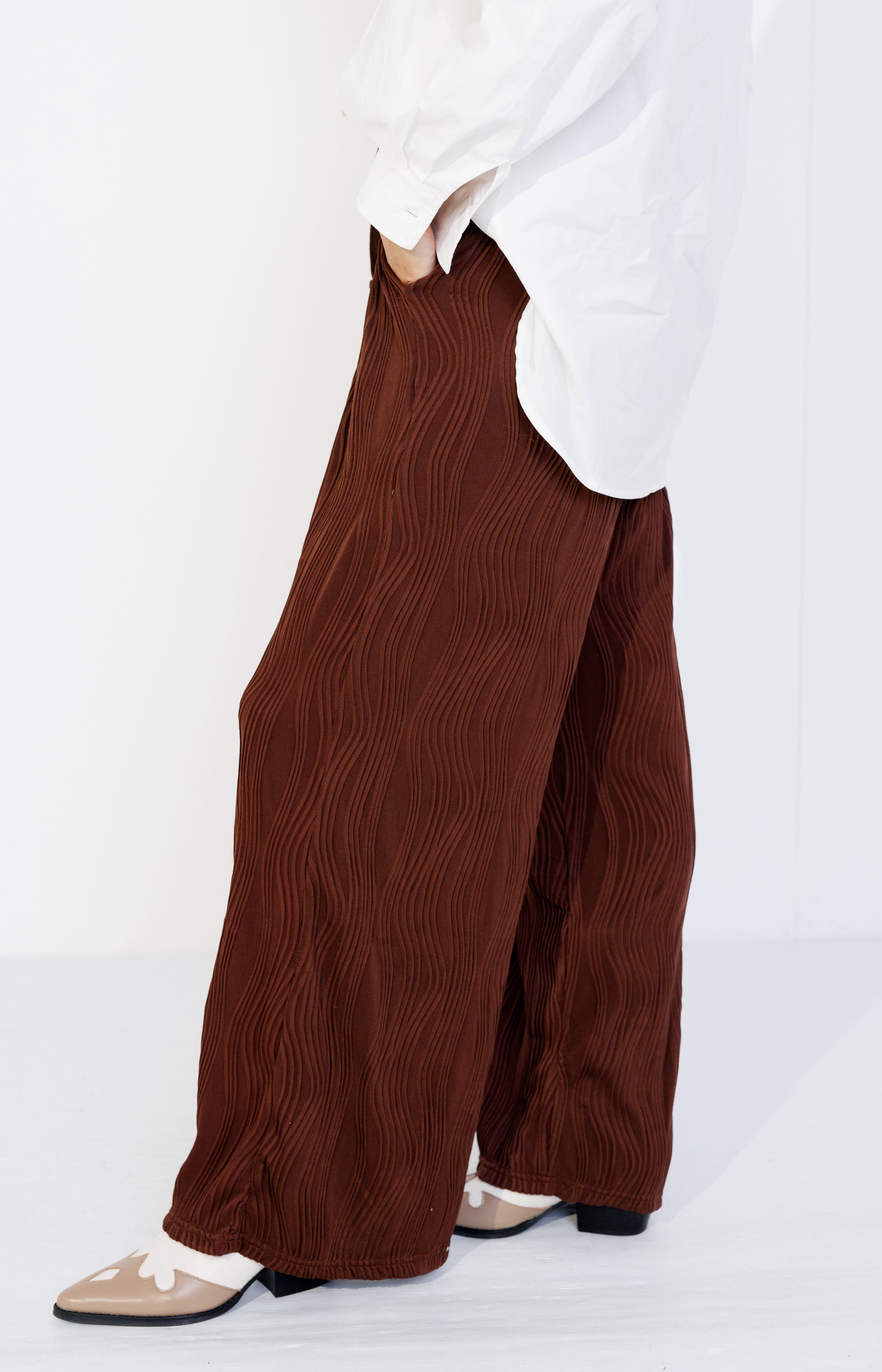 The Bonbon Wide Leg Trousers, CHOCOLATE