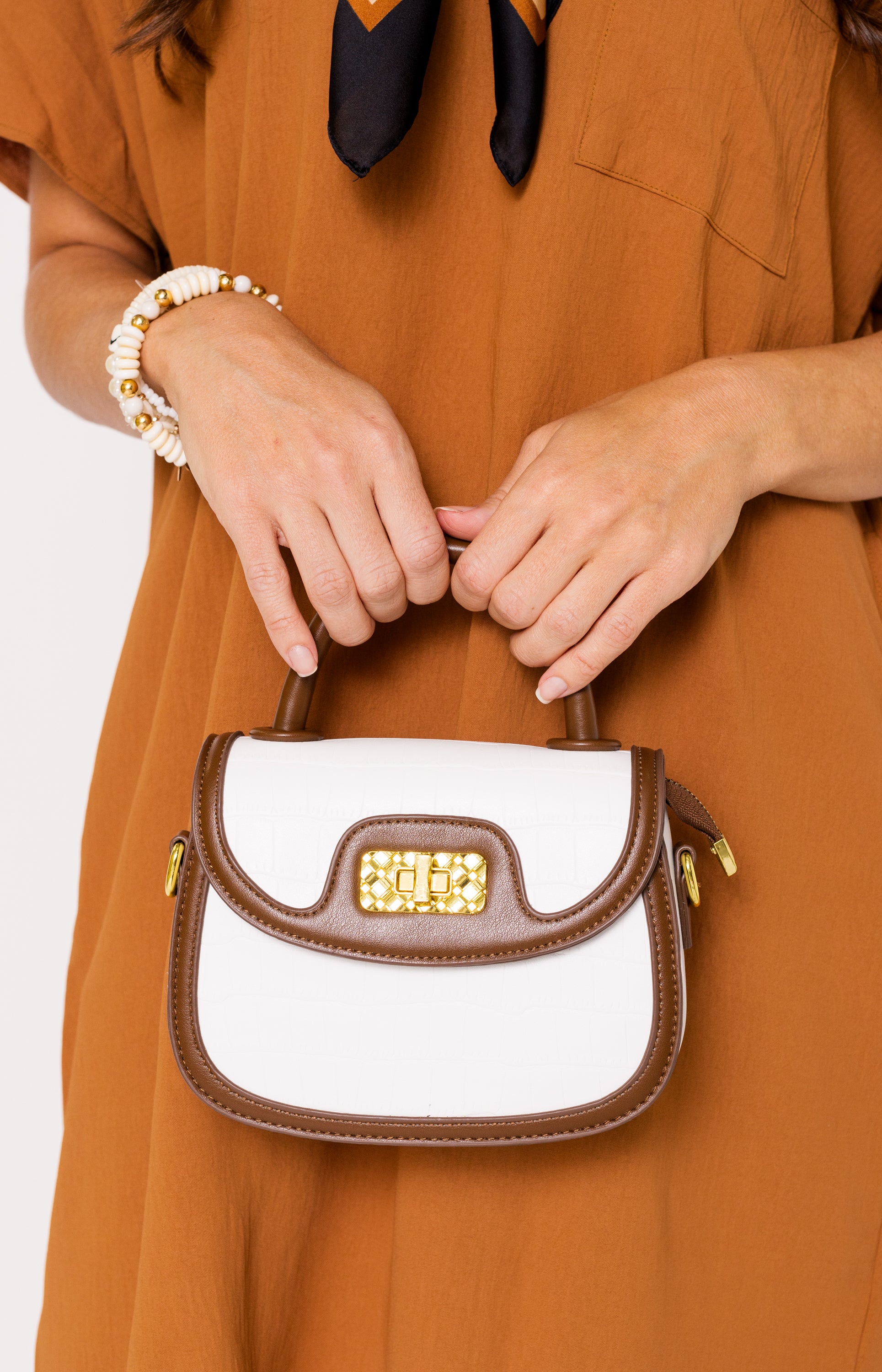Everyday Stroll Clutch, WHITE/BROWN