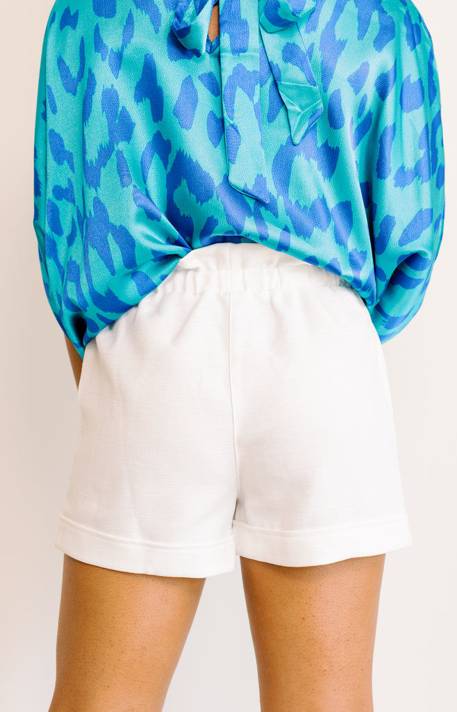 Delilah Drawstring Shorts, WHITE