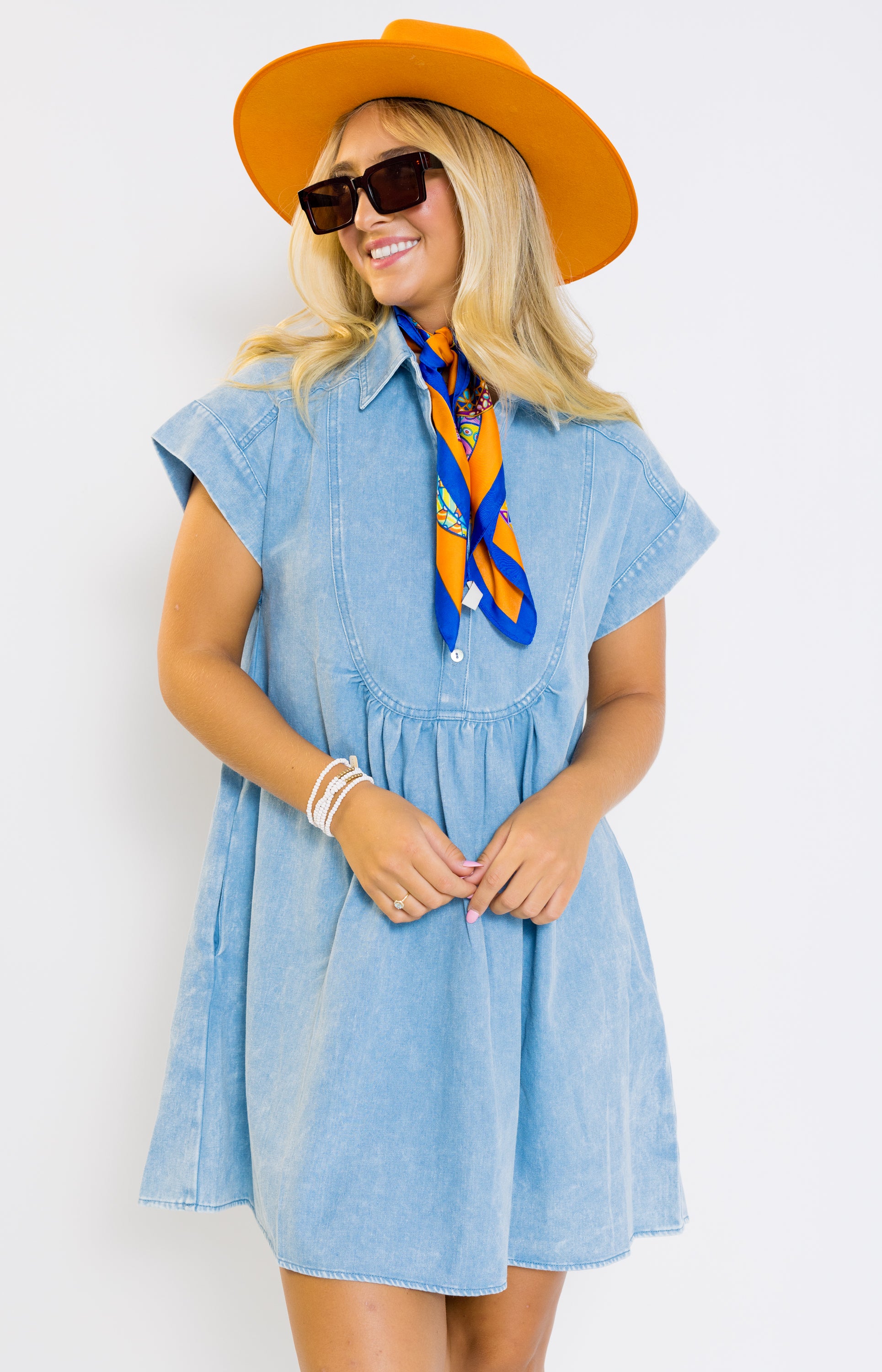 Let's Go Girls Denim Mini Dress, DENIM