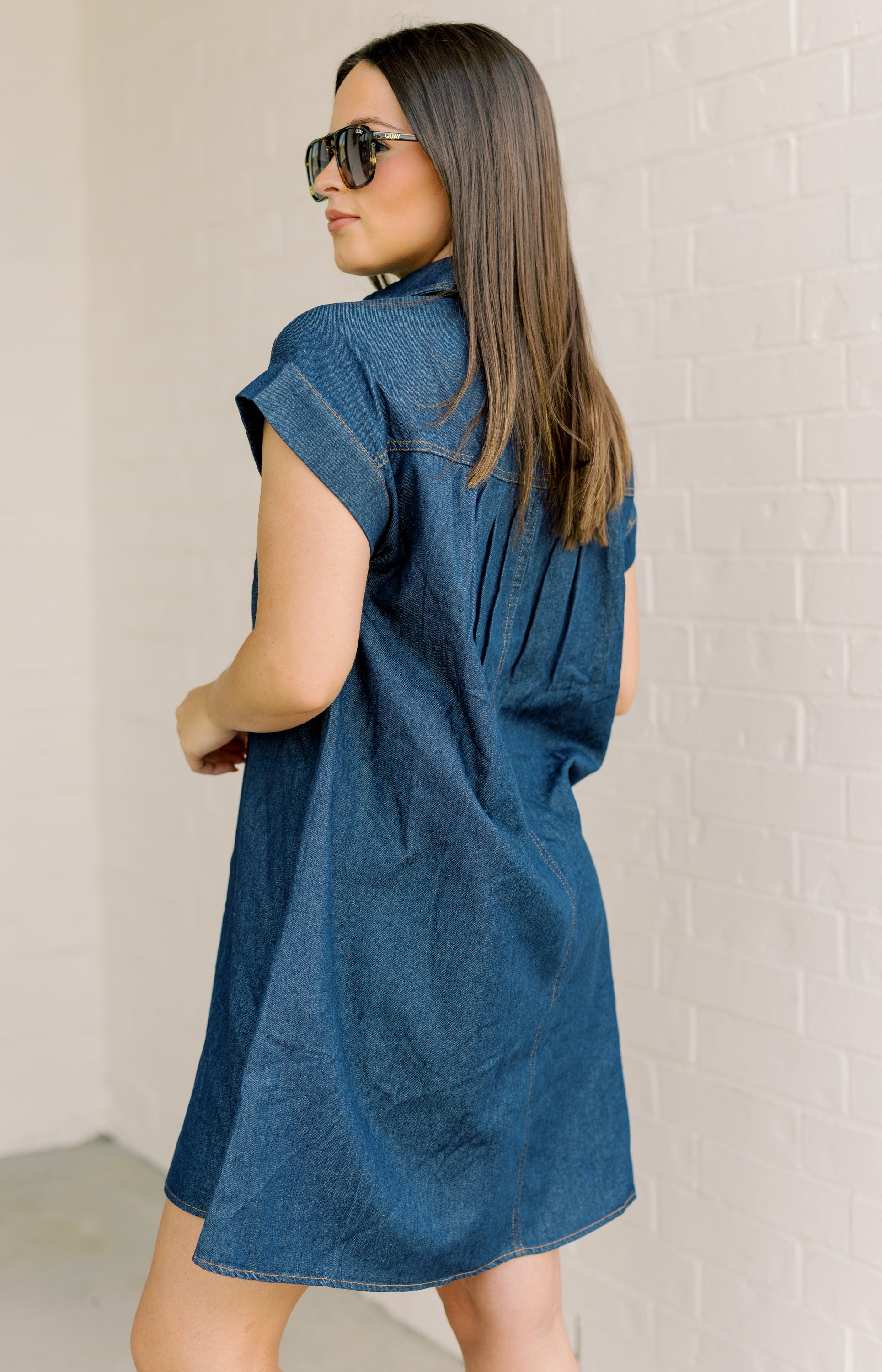 Let's Go Girls Denim Mini Dress, DARK DENIM