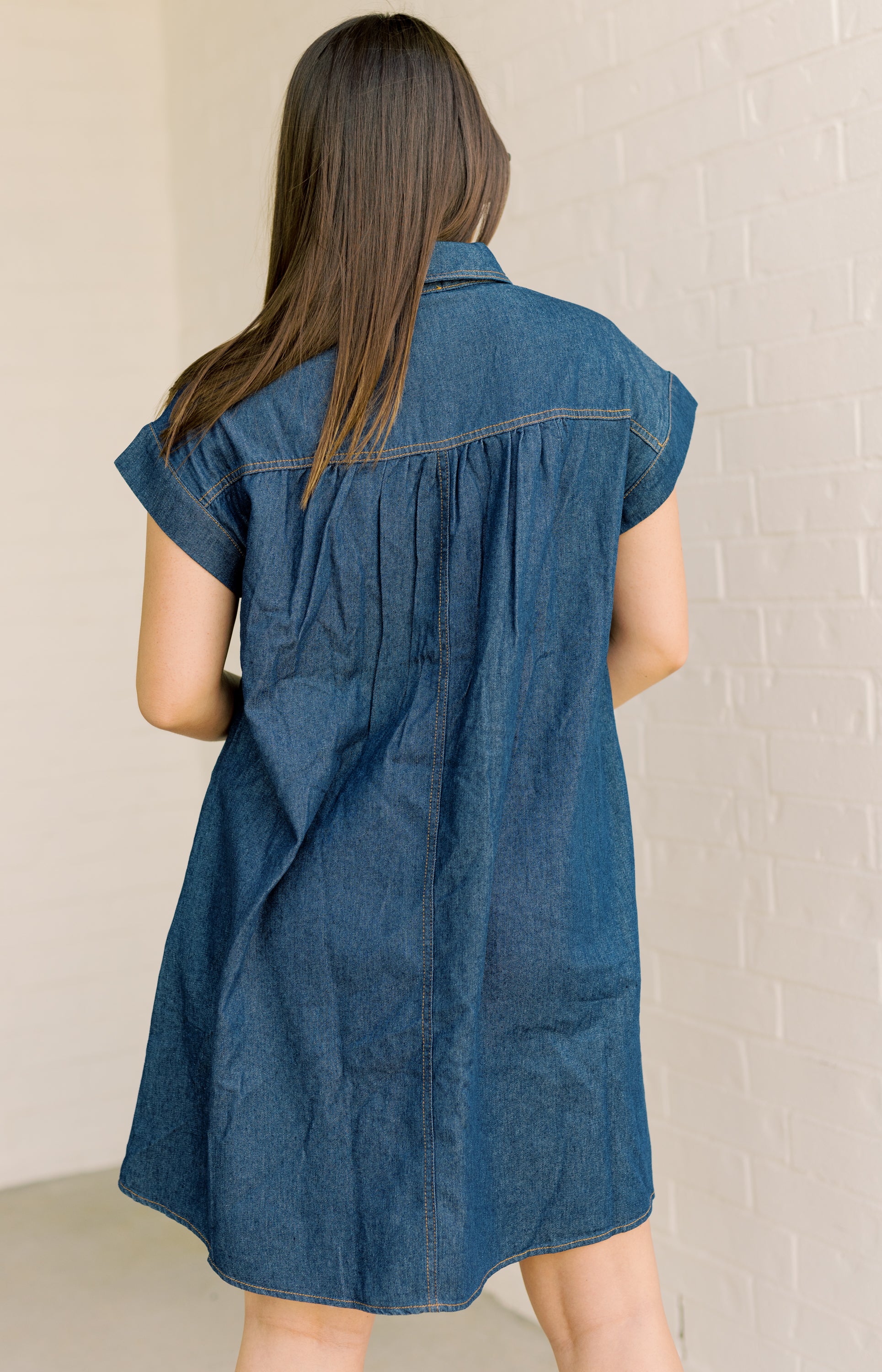 Let's Go Girls Denim Mini Dress, DARK DENIM