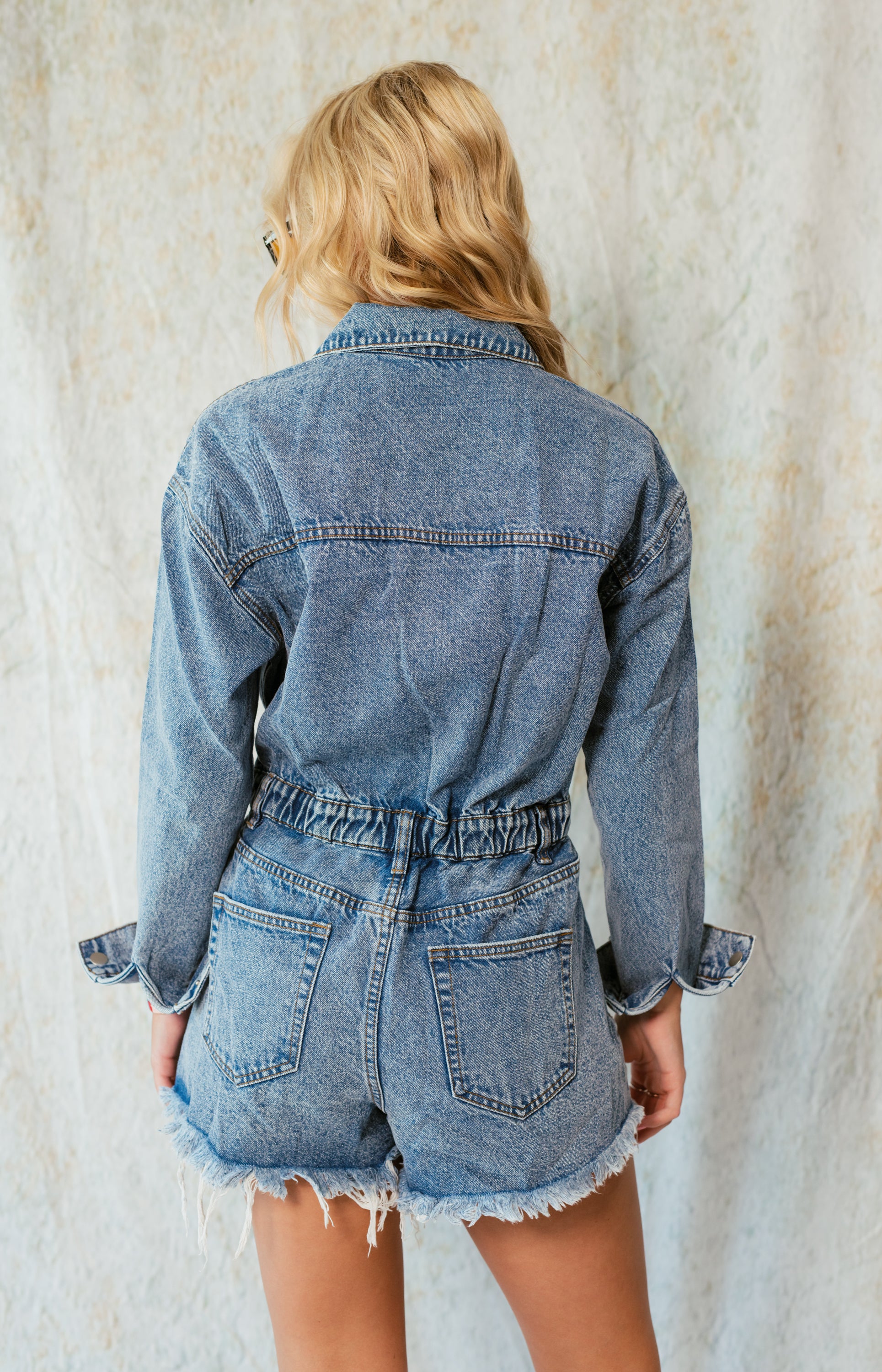 The Zoey Denim Romper, VINTAGE BLUE