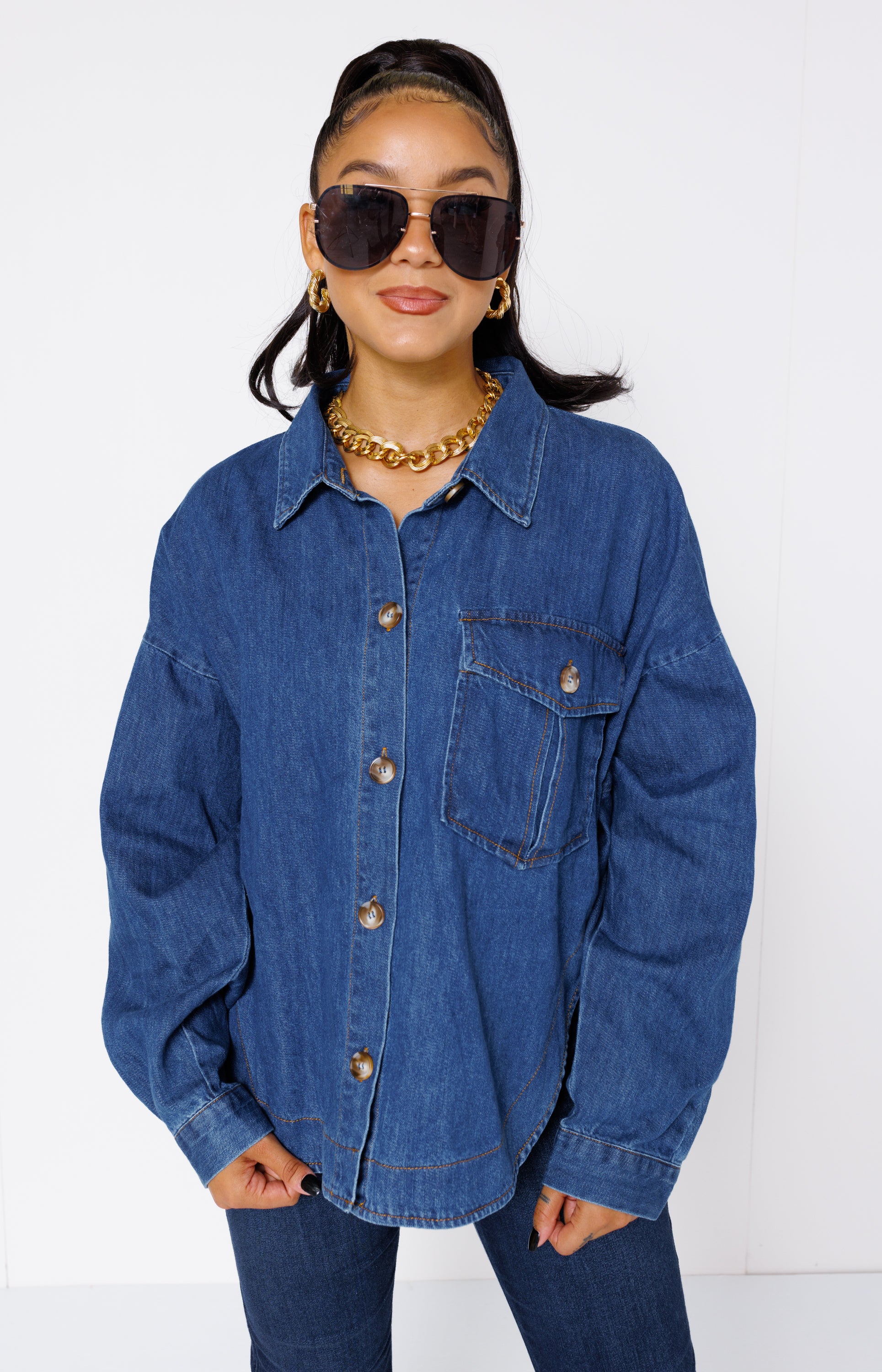Relaxed Denim Vibes Top, DENIM