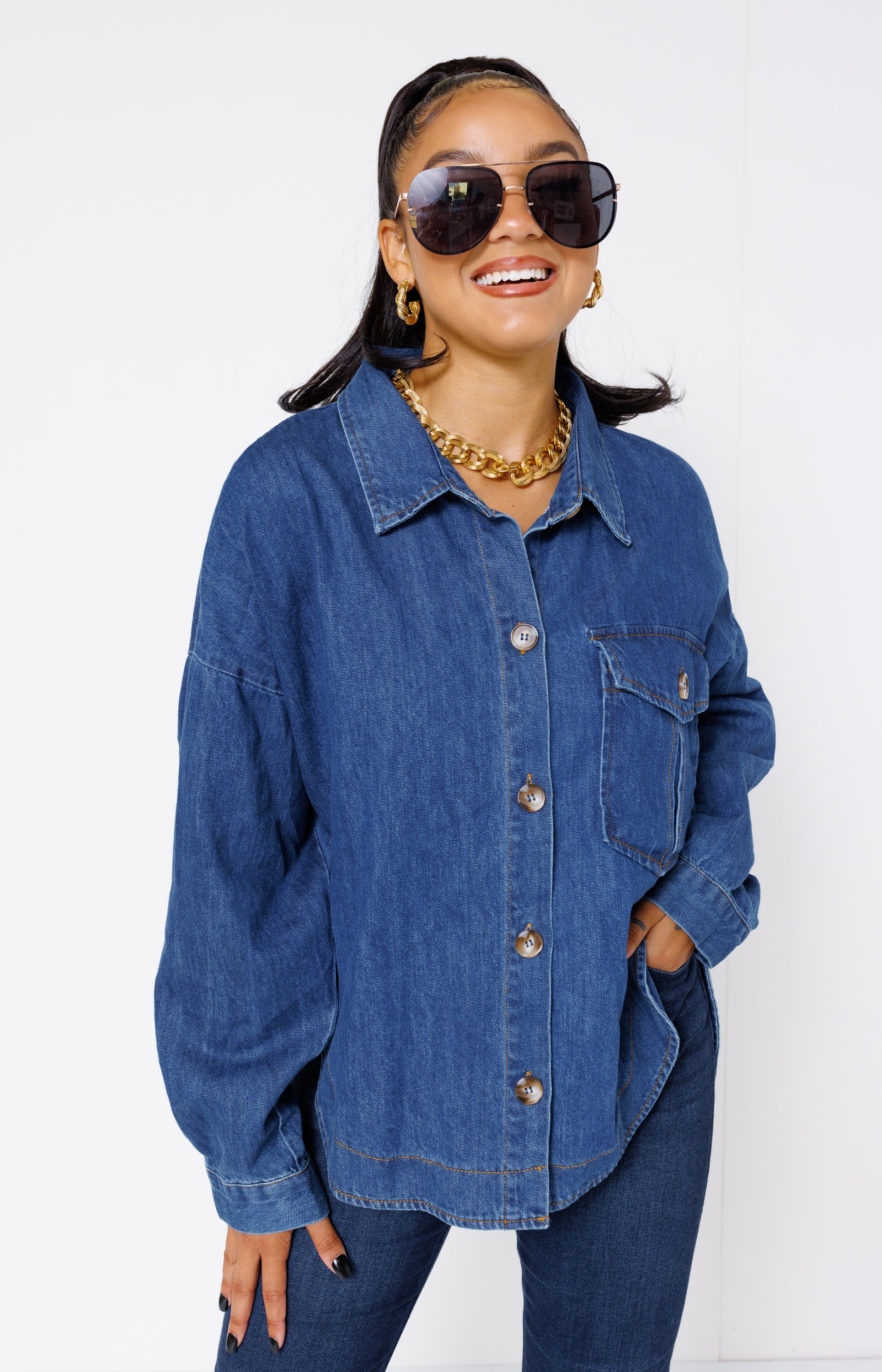 Relaxed Denim Vibes Top, DENIM