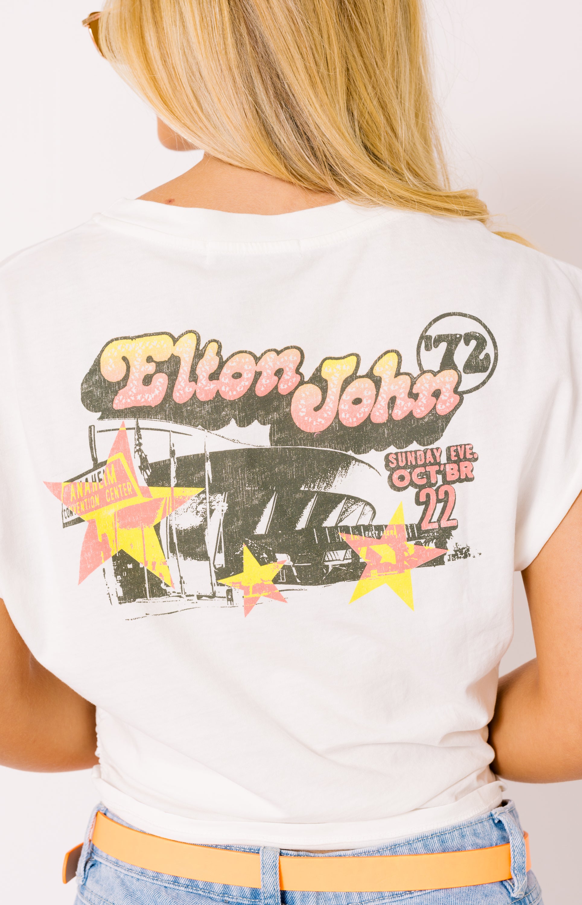 DayDreamer: Elton John Rocket Man '72 Banded Tee, VINTAGE WHITE