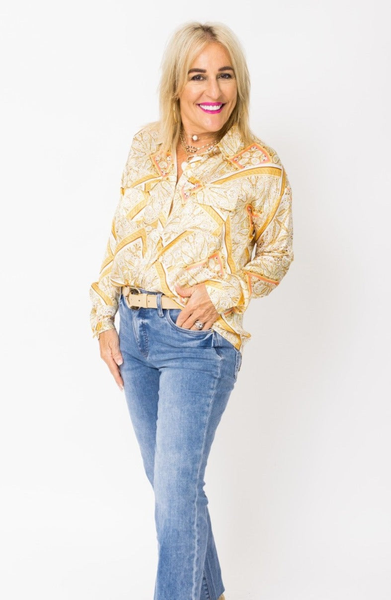 Quite Beautiful Button Down Top, CREAM YELLOW