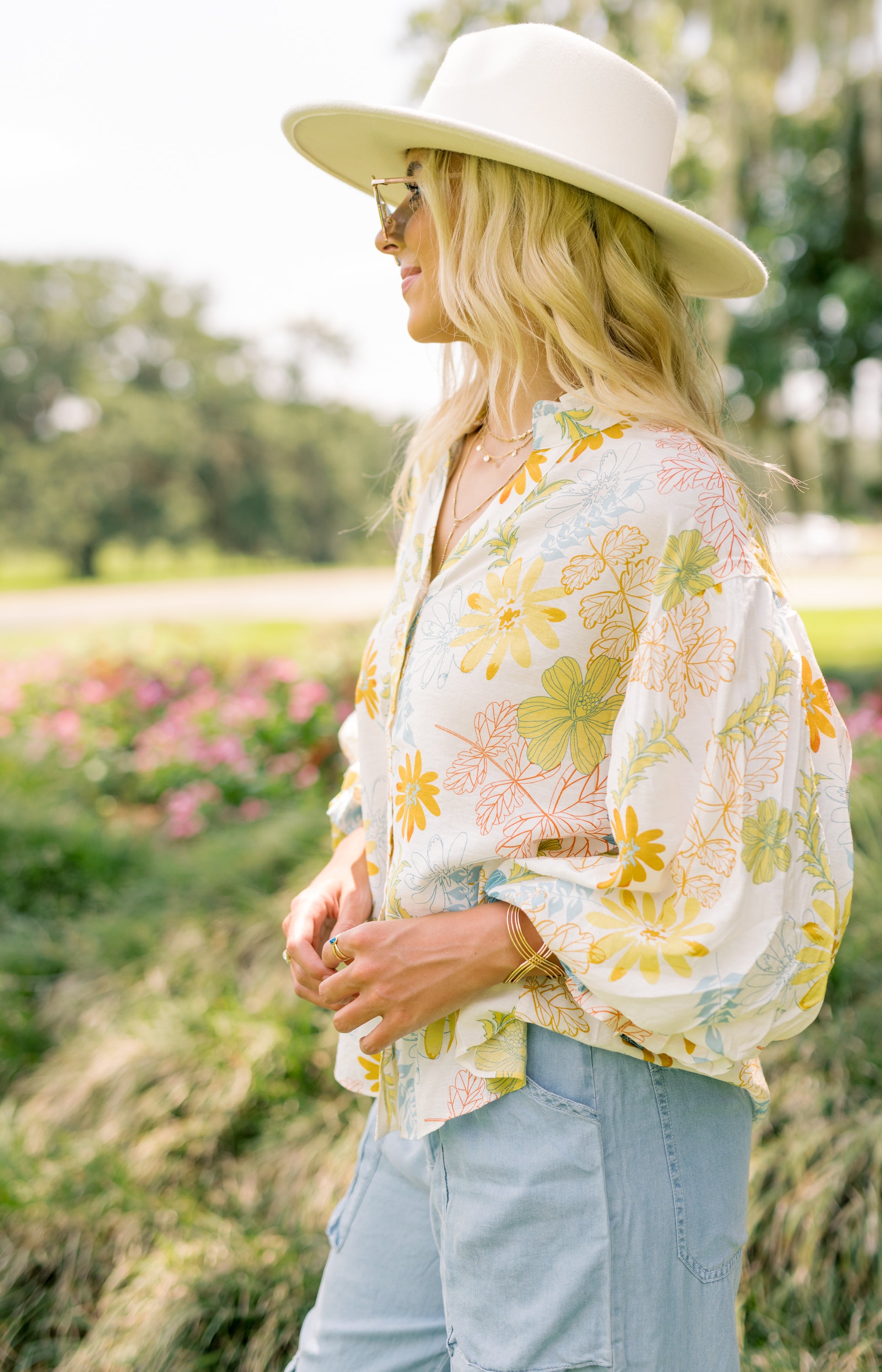 Fall Awaits Blouse, CREAM/TEAL
