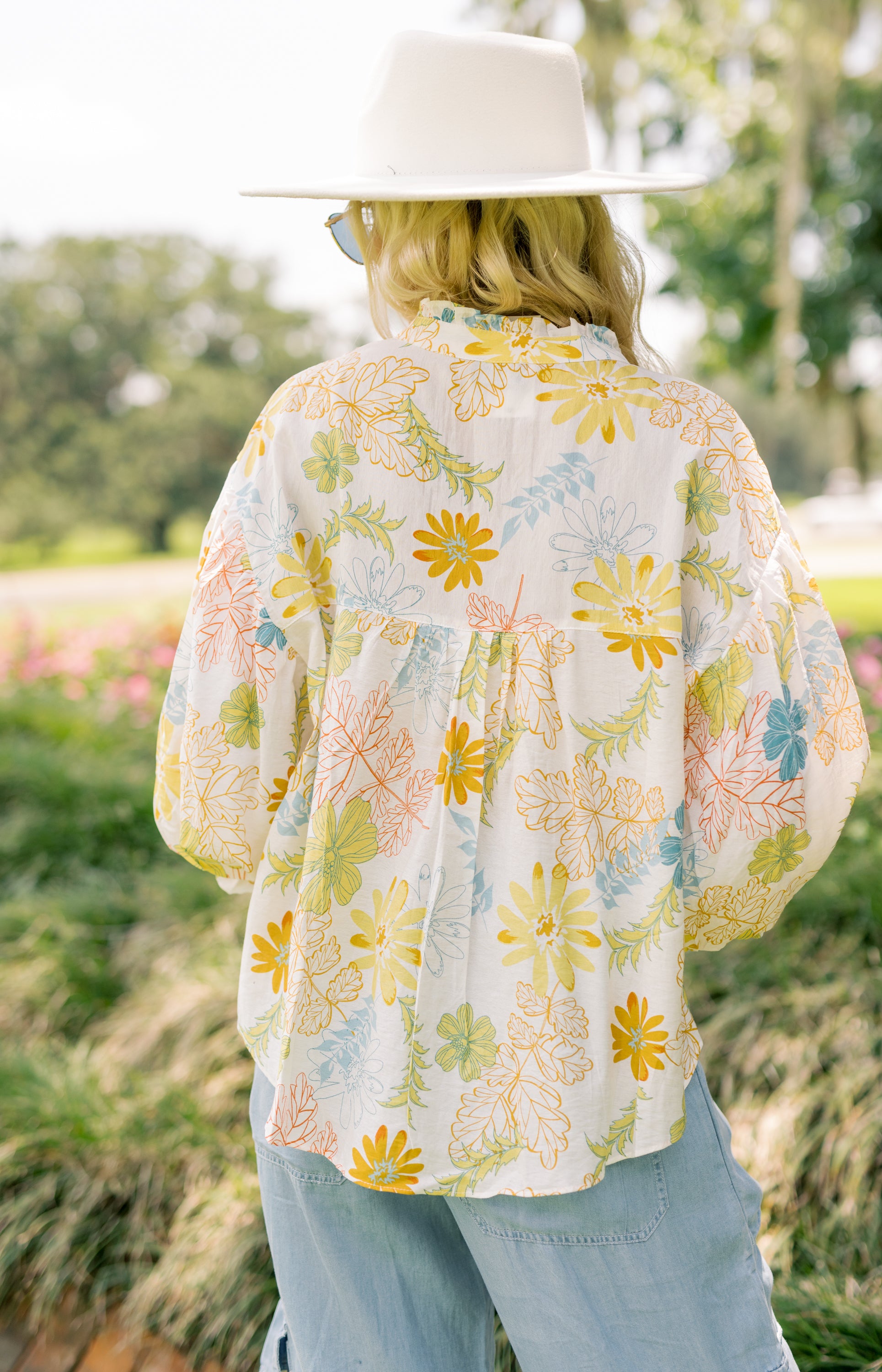 Fall Awaits Blouse, CREAM/TEAL