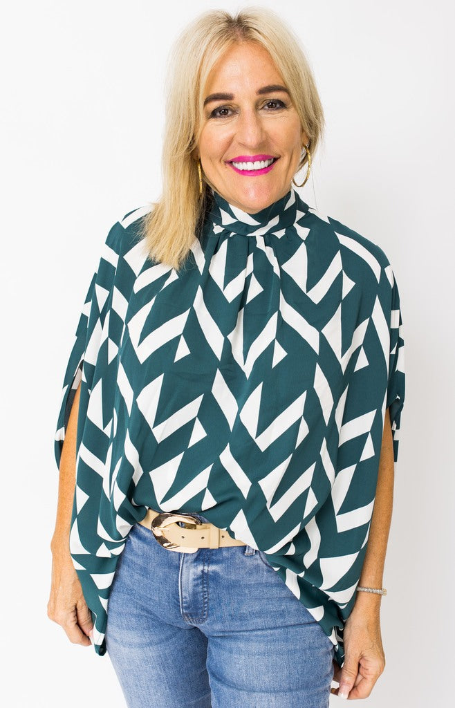 Brittan Blouse, HUNTER GREEN