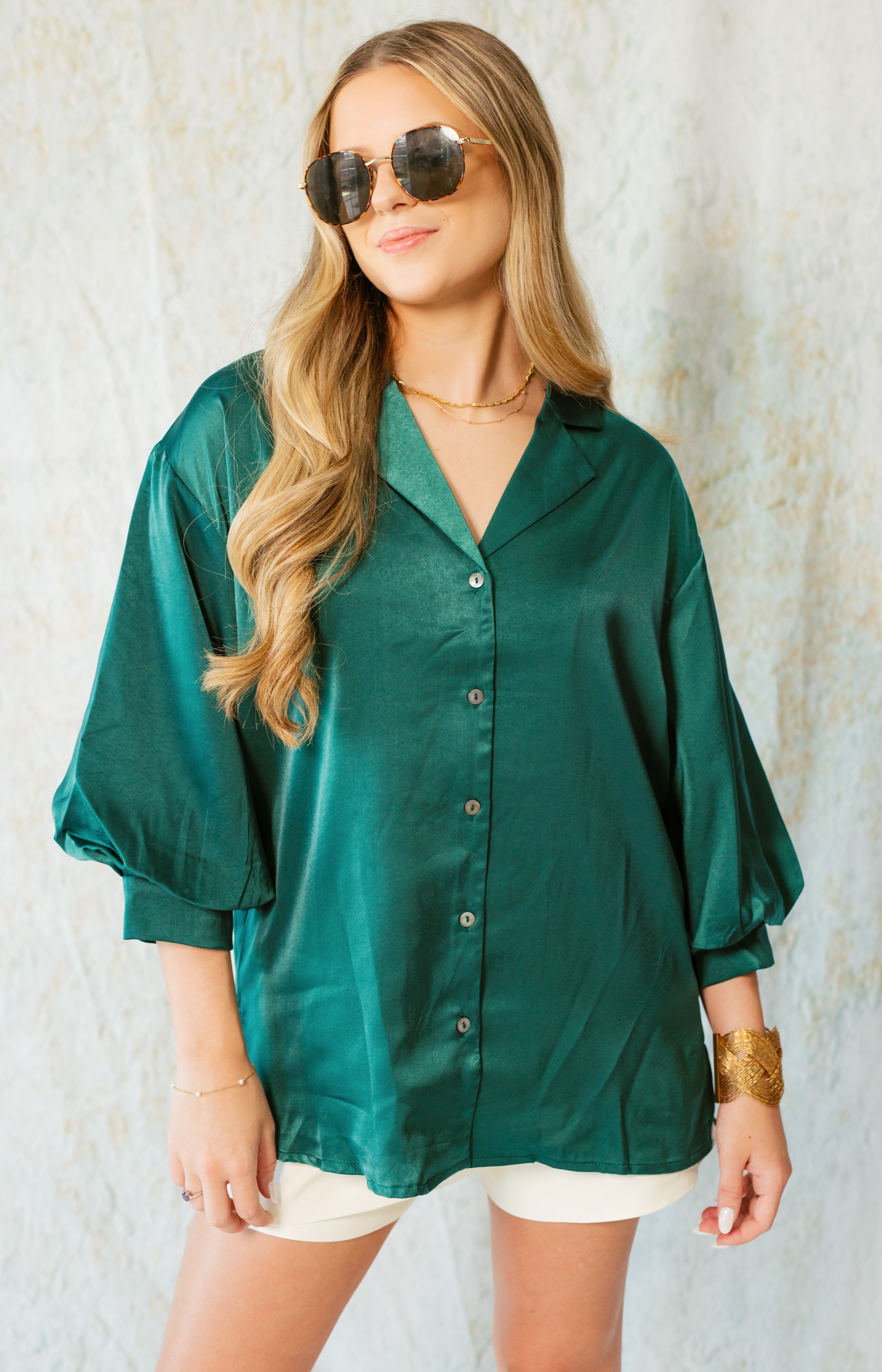 Waiting for You Blouse, HUNTER GREEN