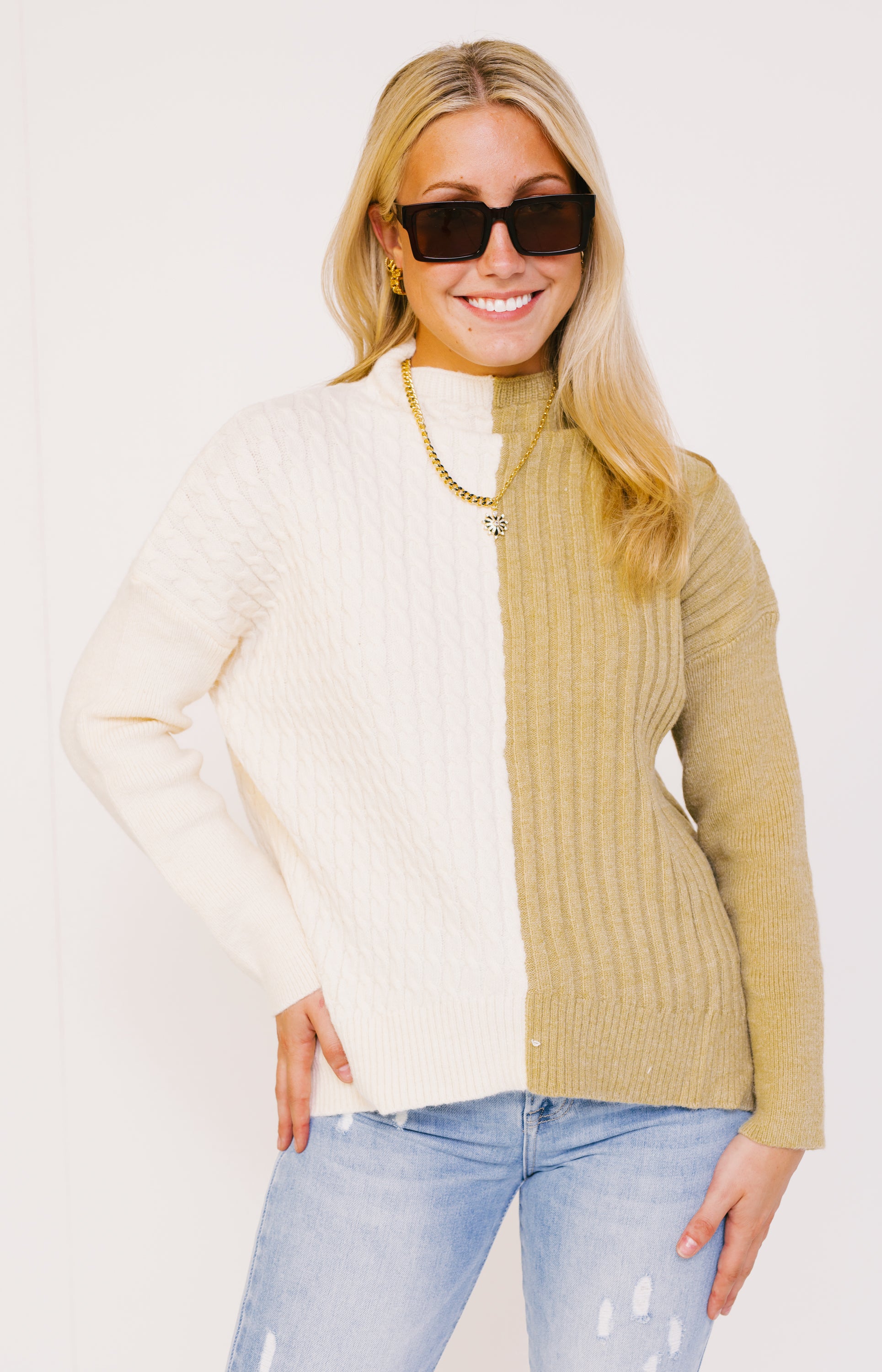 Lean on Me Sweater, GREEN TEA