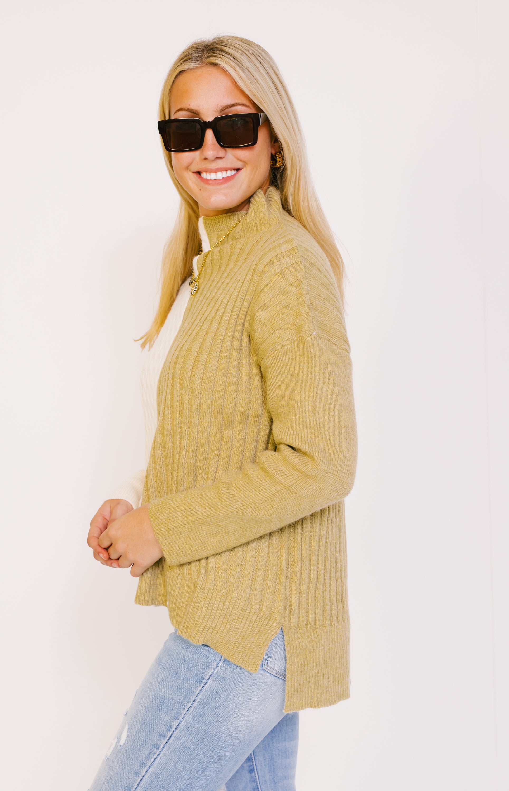 Lean on Me Sweater, GREEN TEA