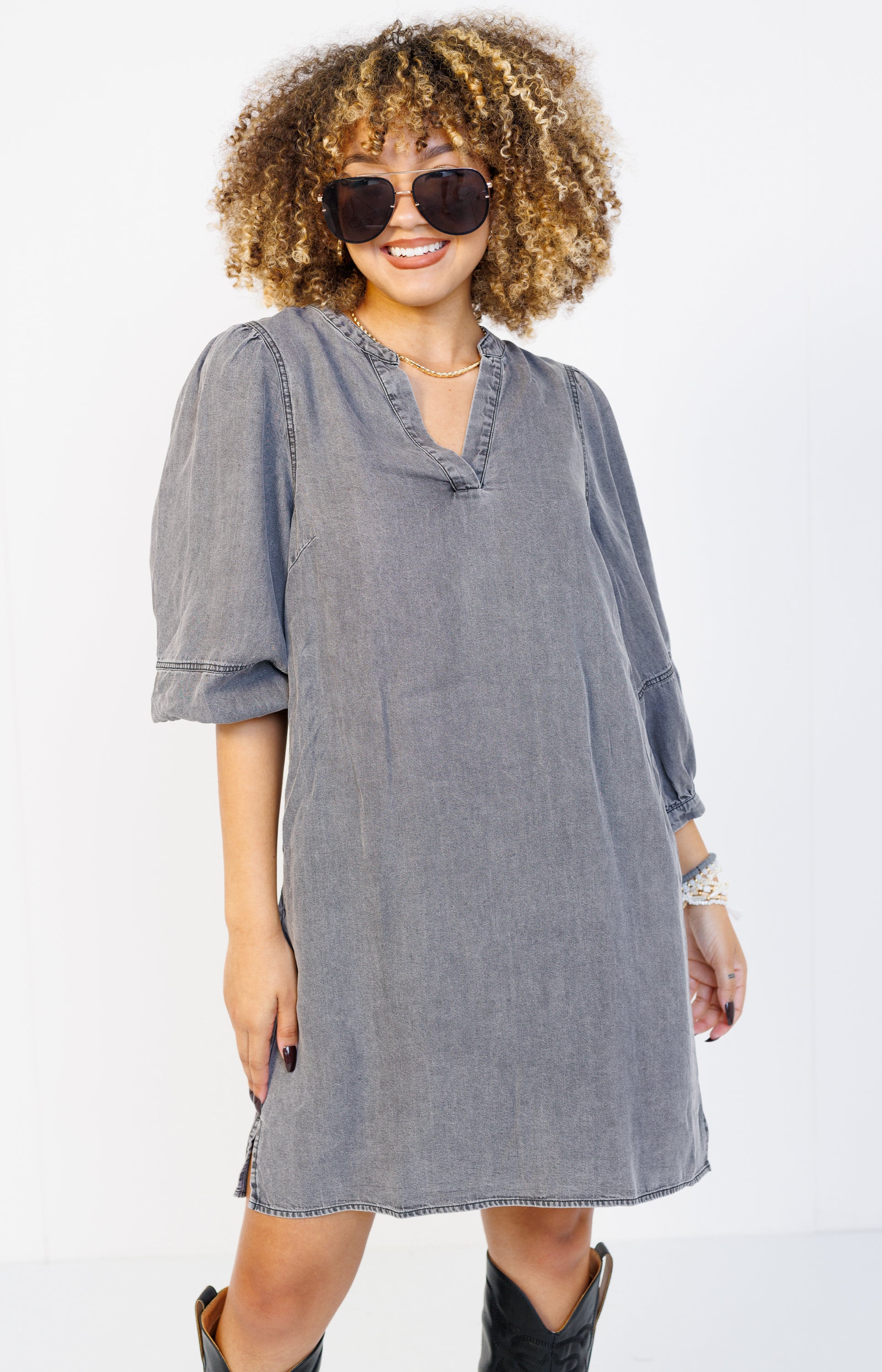 Midnight Muse Dress, BLACK DENIM