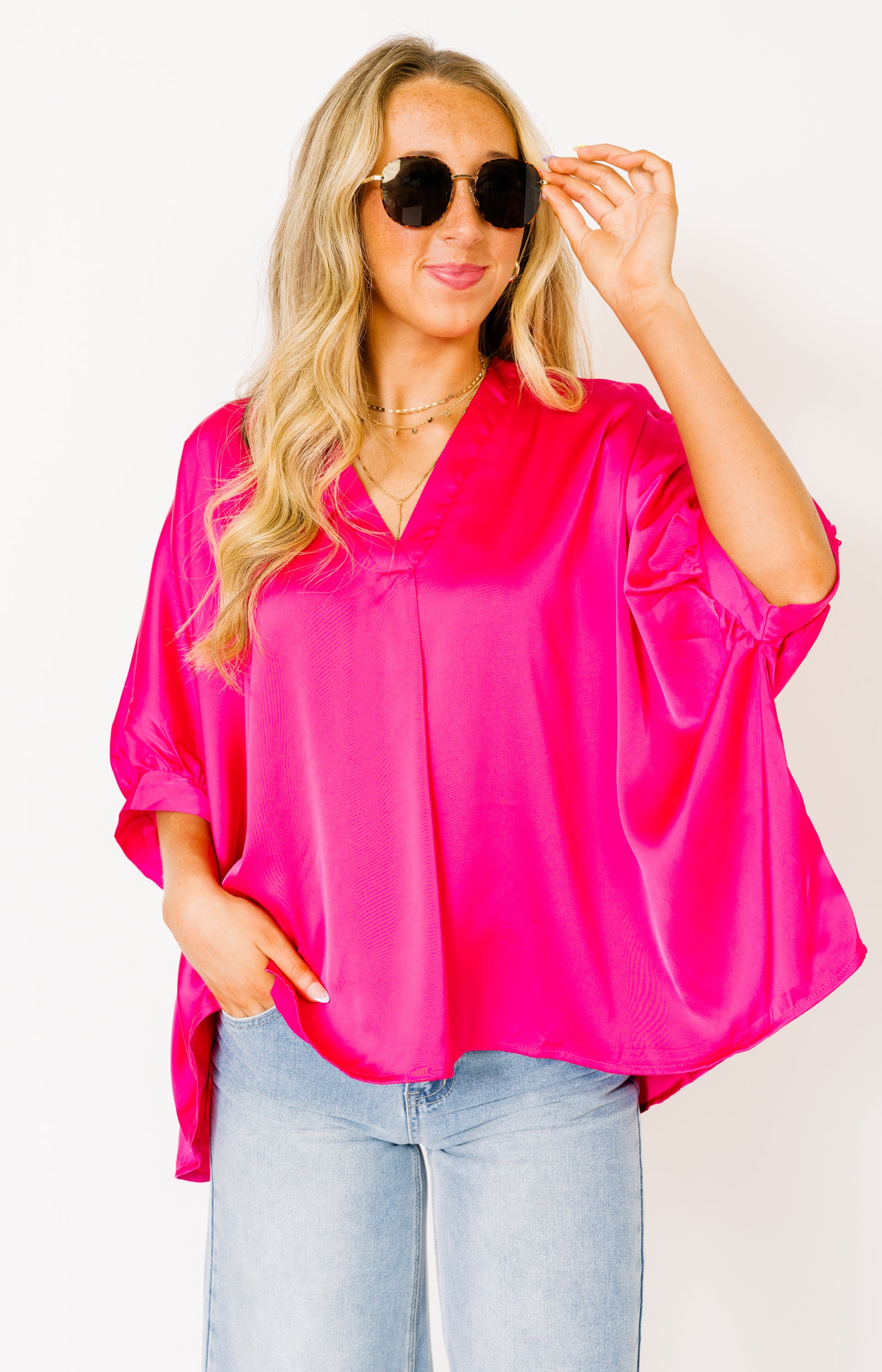 Feeling the Vibes Top, FUCHSIA