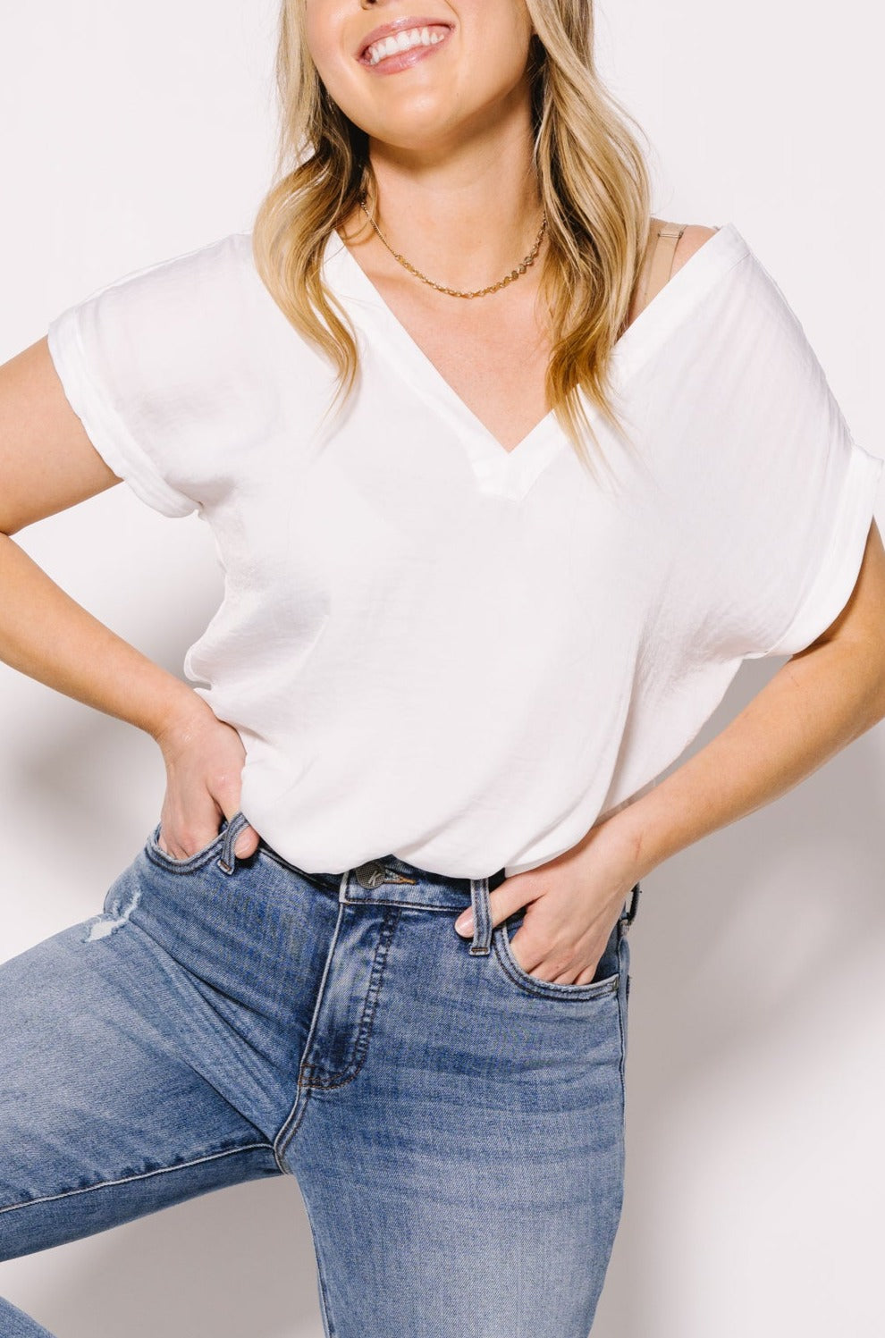 So Delightful Drop Sleeve Tee, WHITE