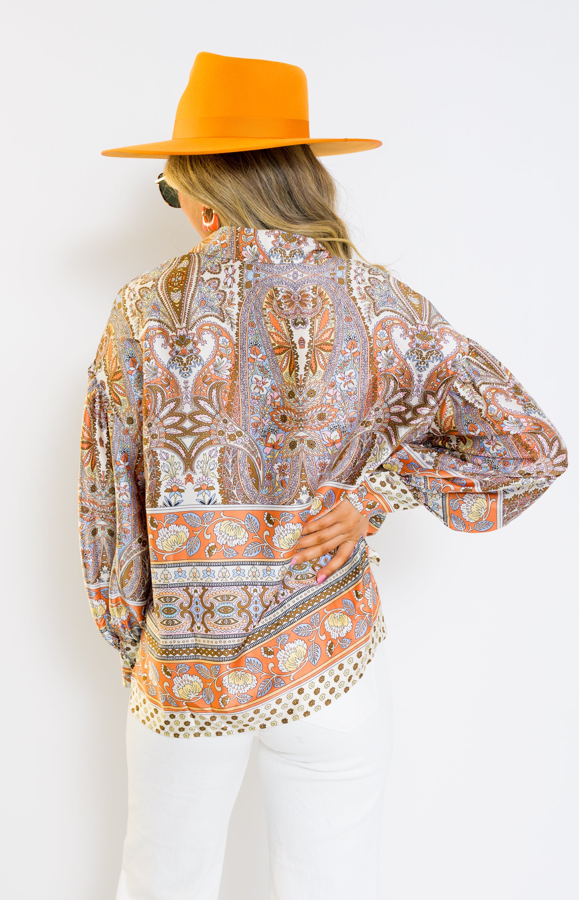 Down Memory Lane Blouse, BROWN MULTI