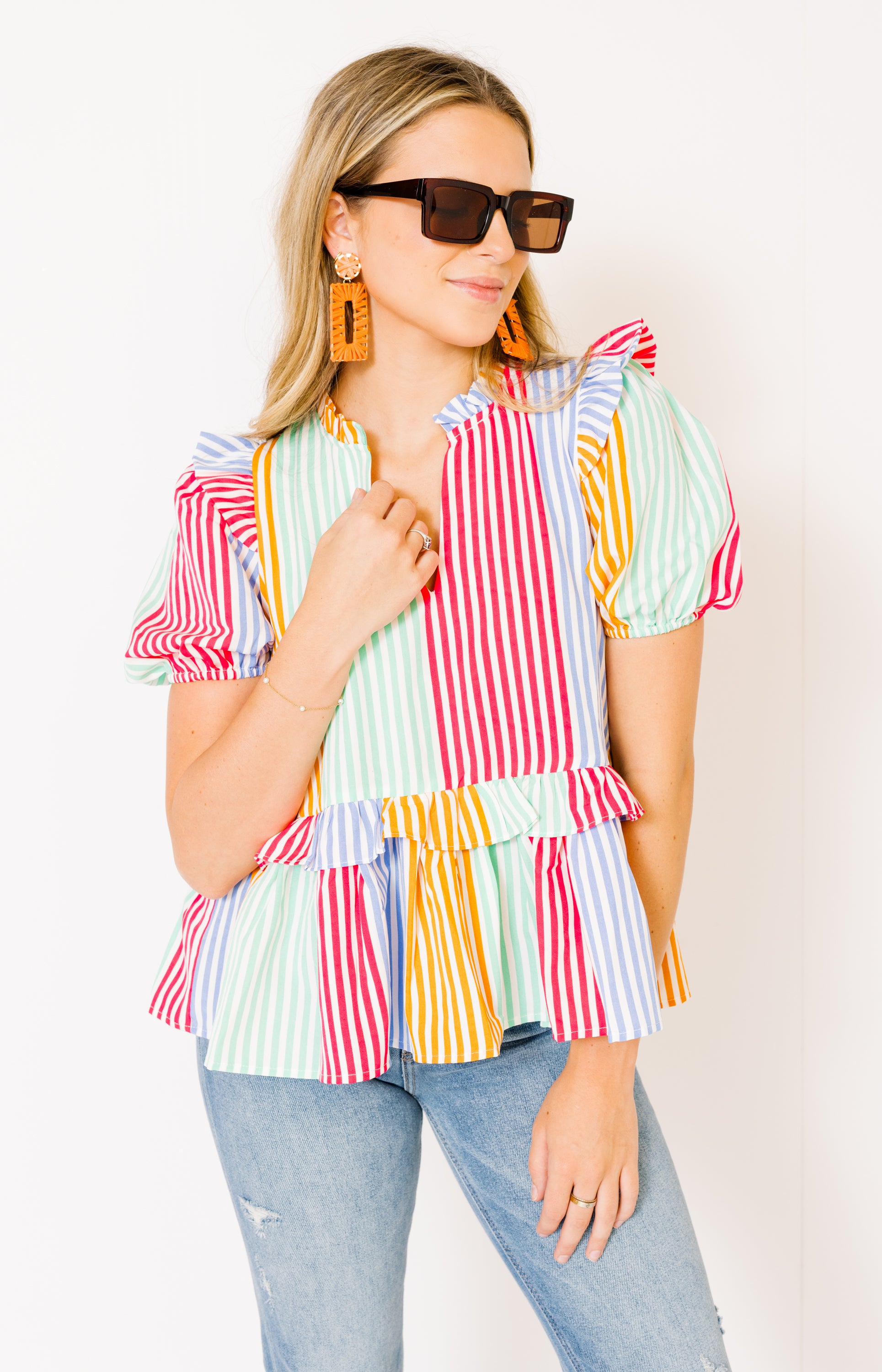 THML: Peplum Ruffle Top, MUSTARD