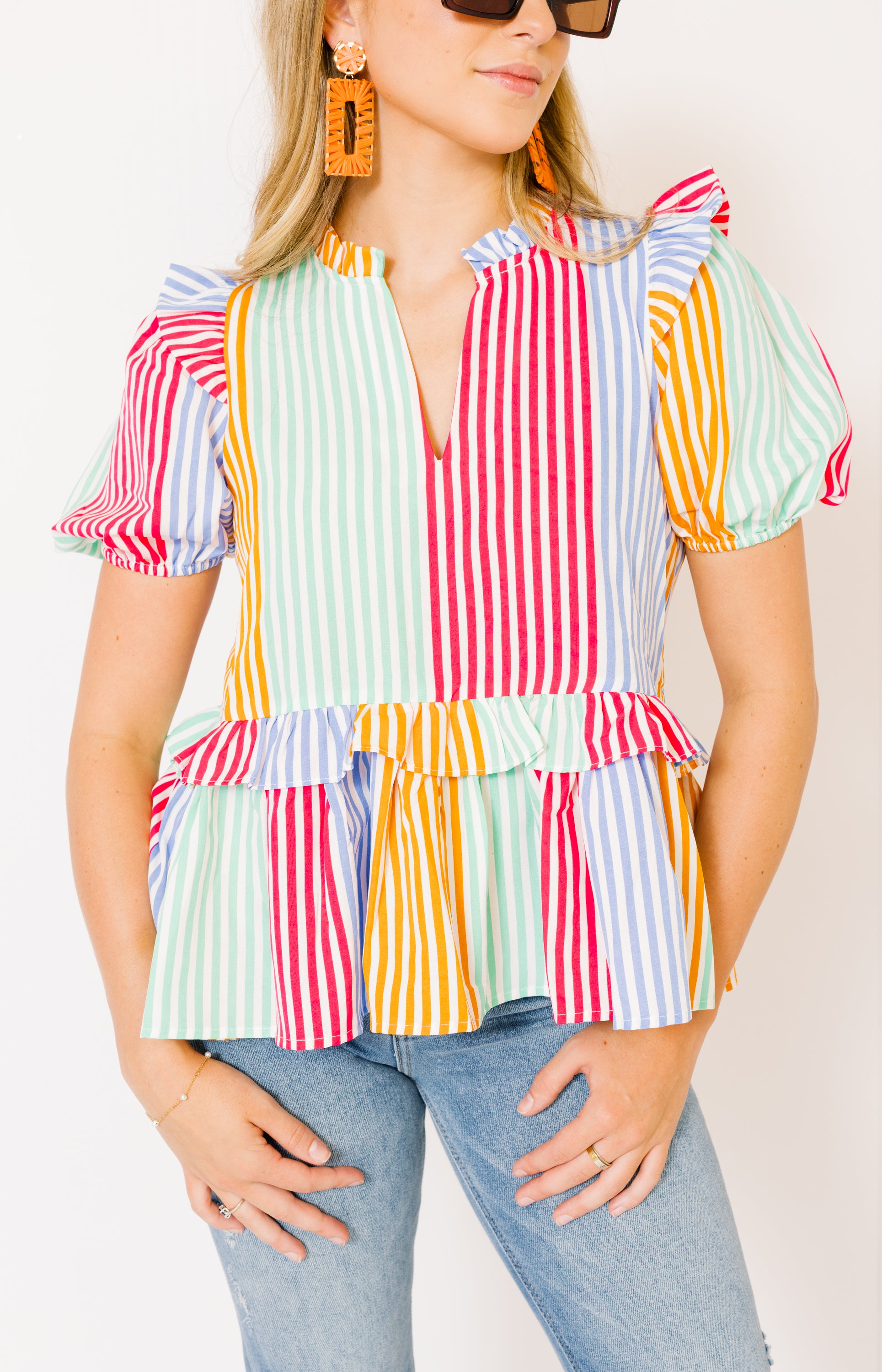 THML: Peplum Ruffle Top, MUSTARD
