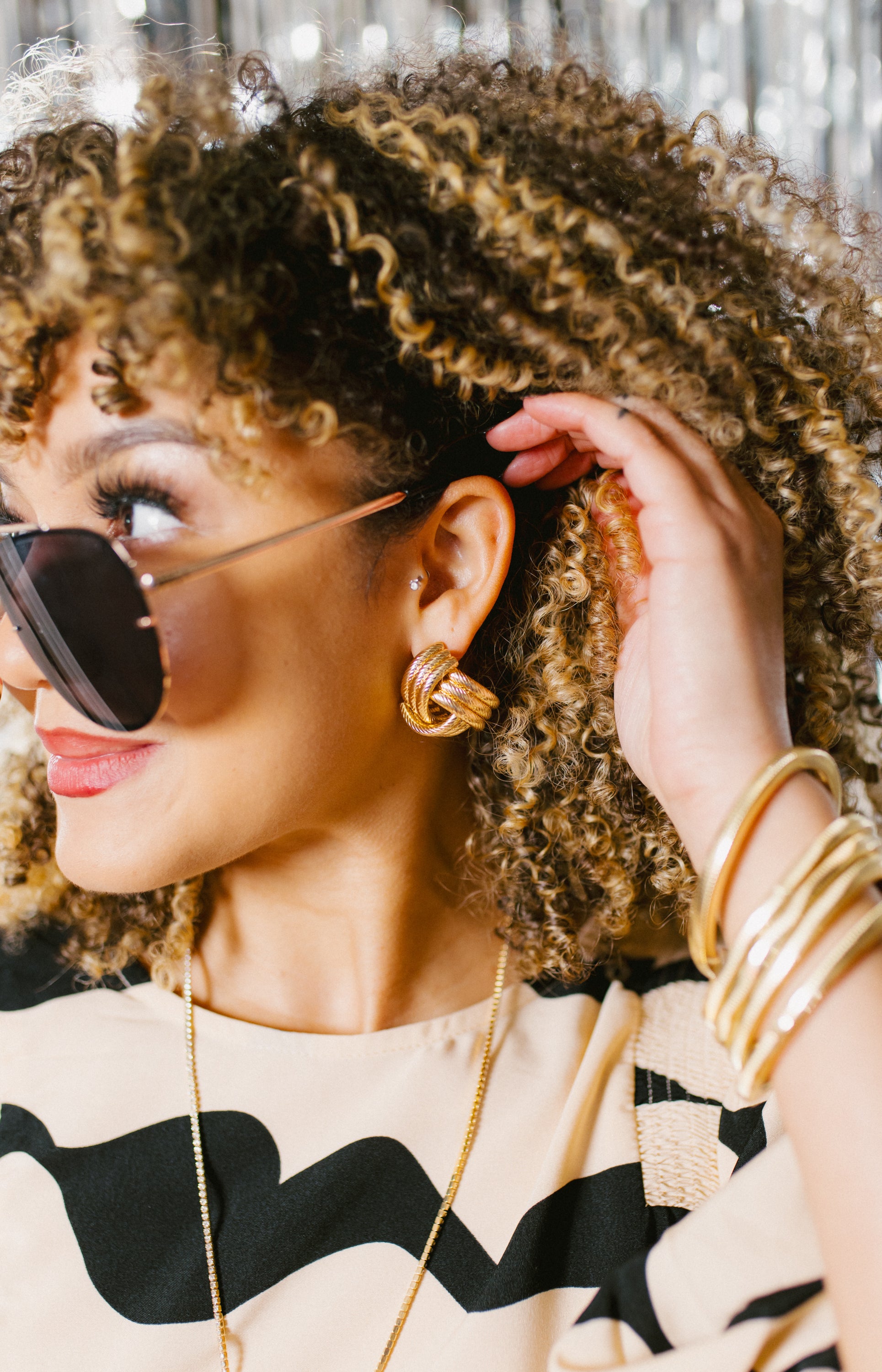 Large Thick Knotted Earrings, GOLD