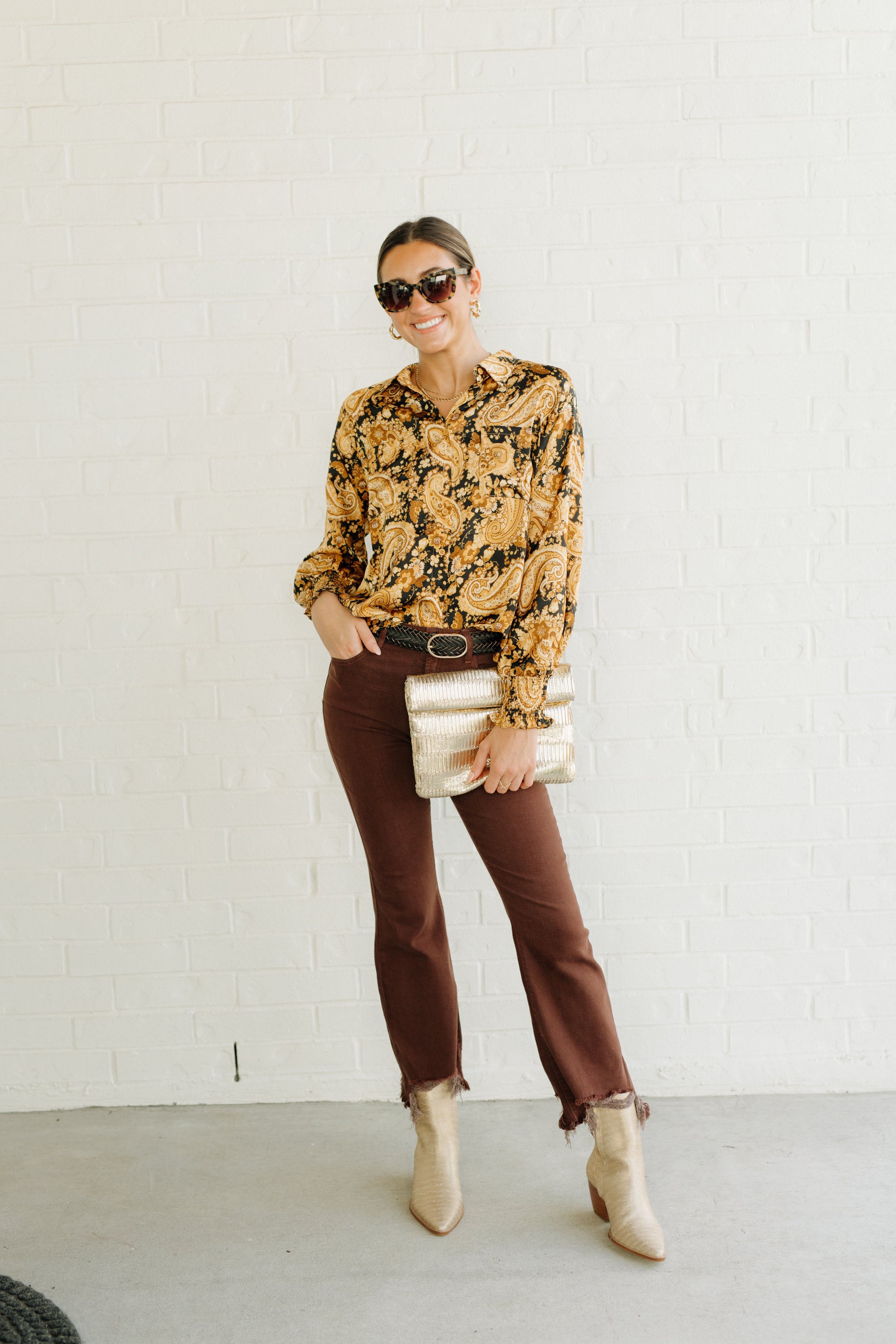 Valentine Blouse, BLACK/MUSTARD