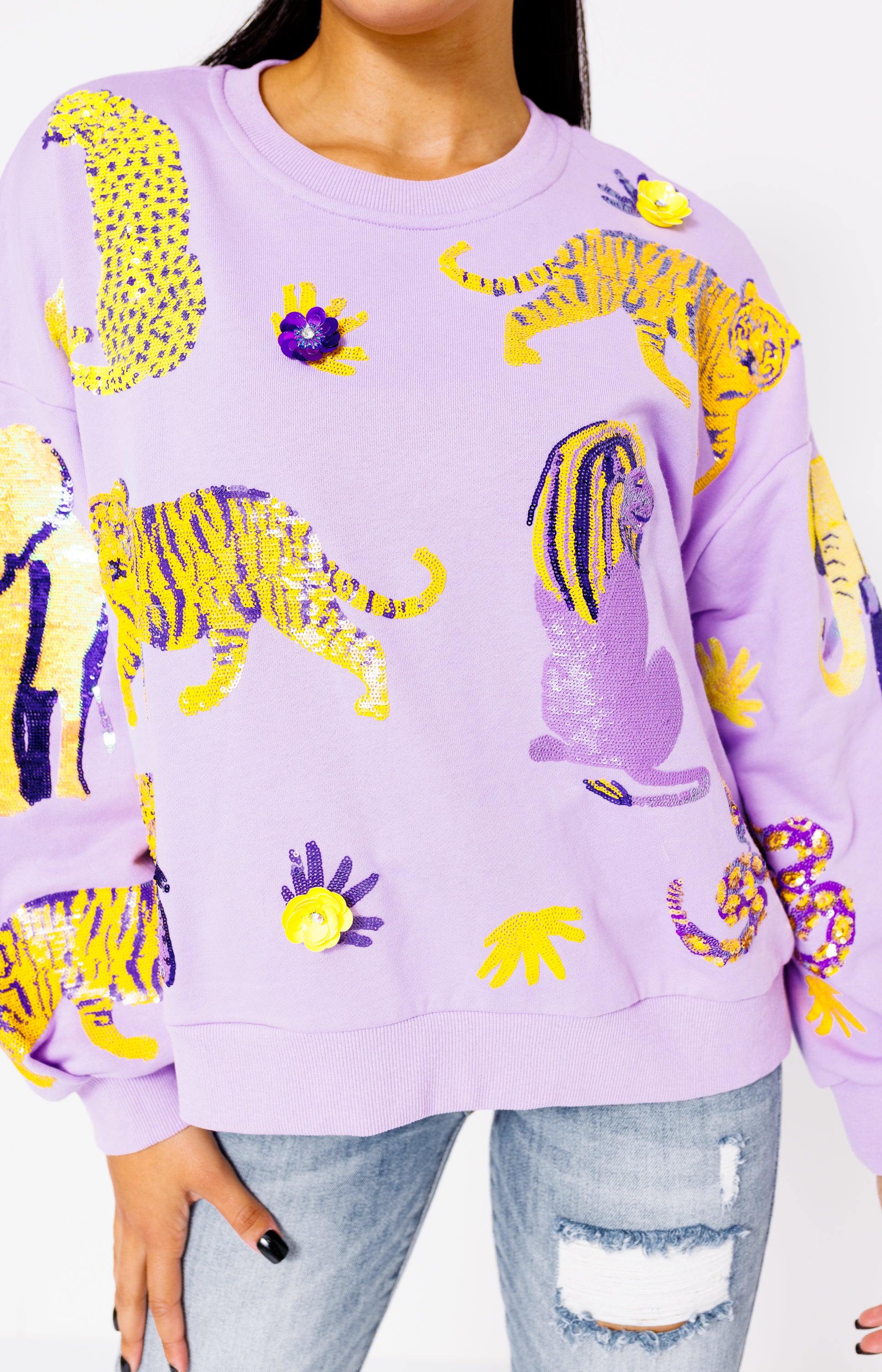 Queen of Sparkles: Animal Sweatshirt, LAVENDER