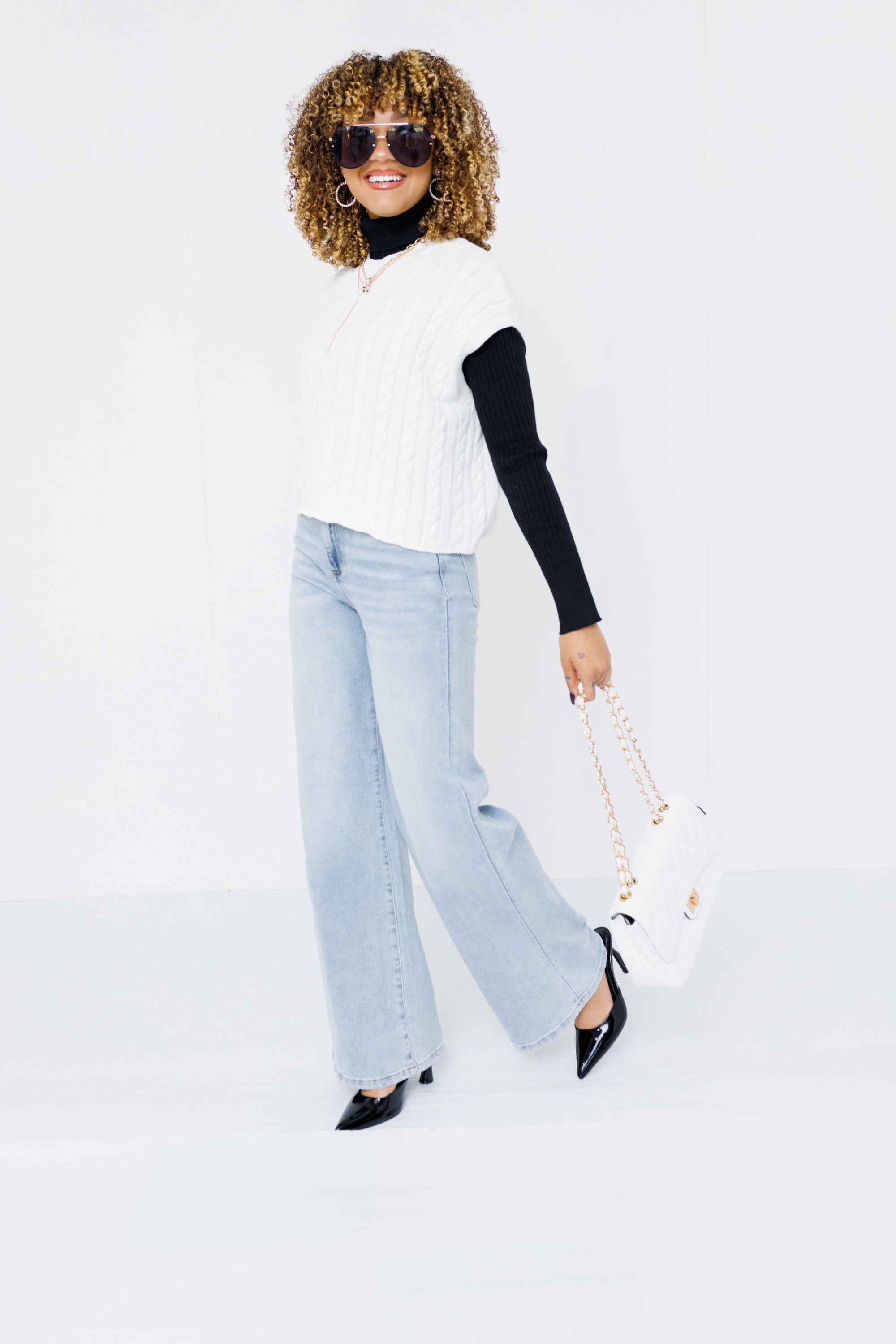 Whimsy Sweater Vest, WHITE