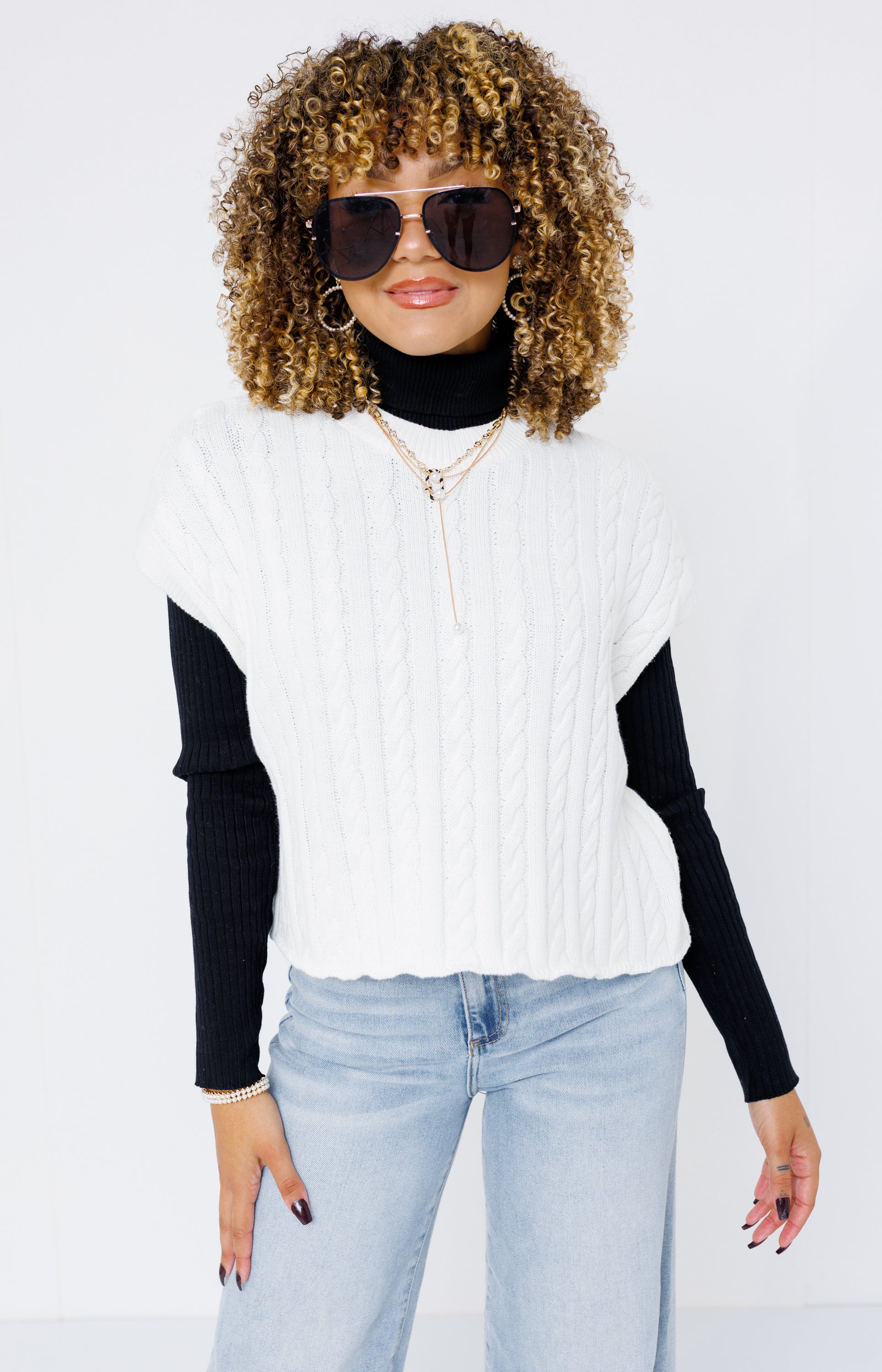Whimsy Sweater Vest, WHITE