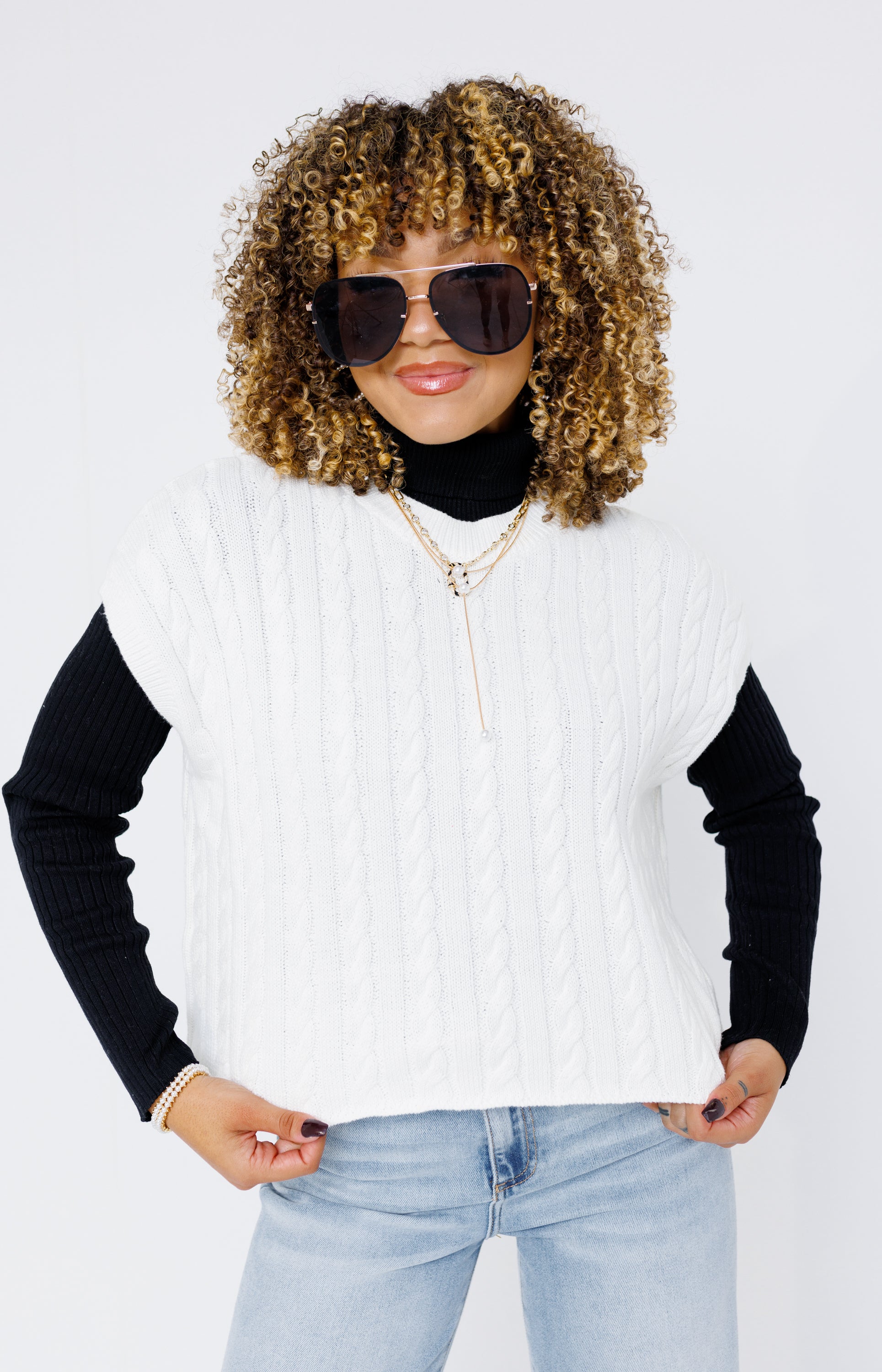 Whimsy Sweater Vest, WHITE