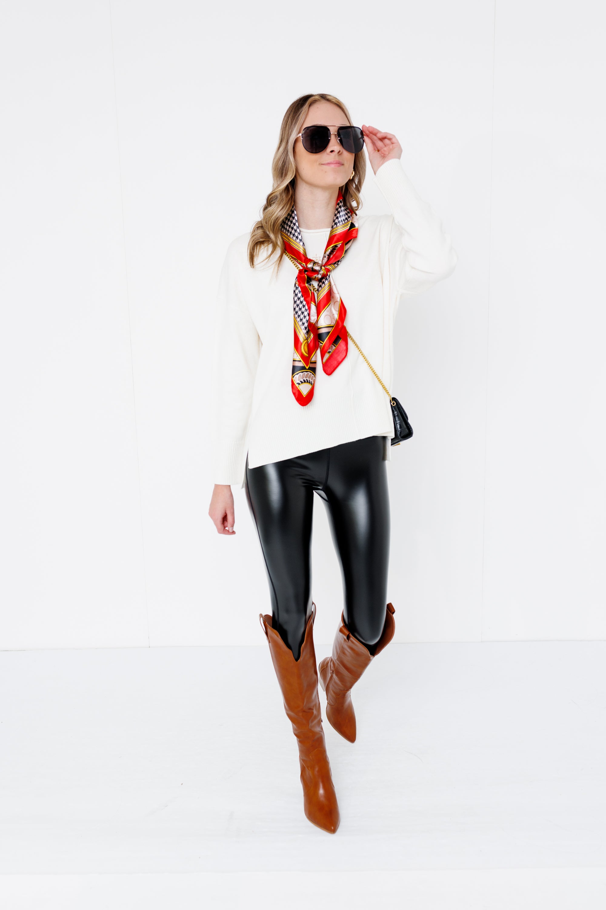 Cozy Cascade Knit Sweater Top, CREAM