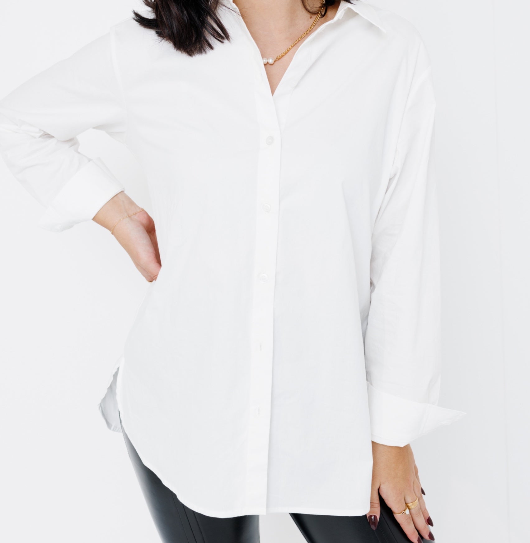 Classic Allure Button Down Shirt, OFF WHITE
