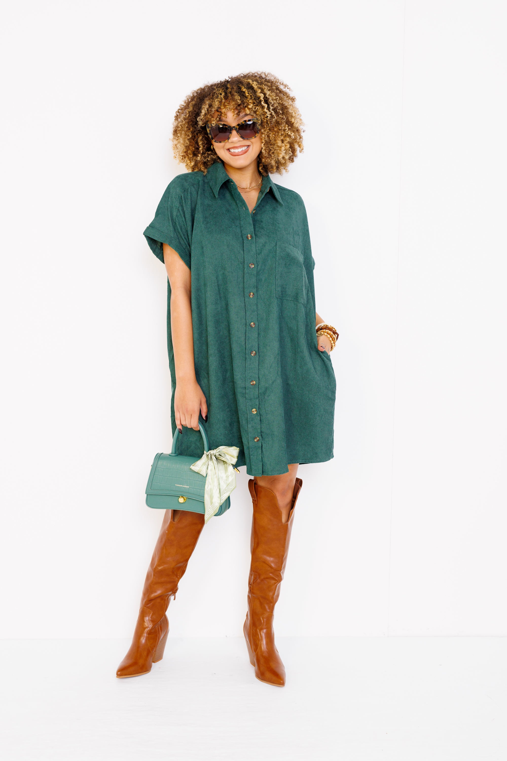 Jolene Mini Dress, FOREST