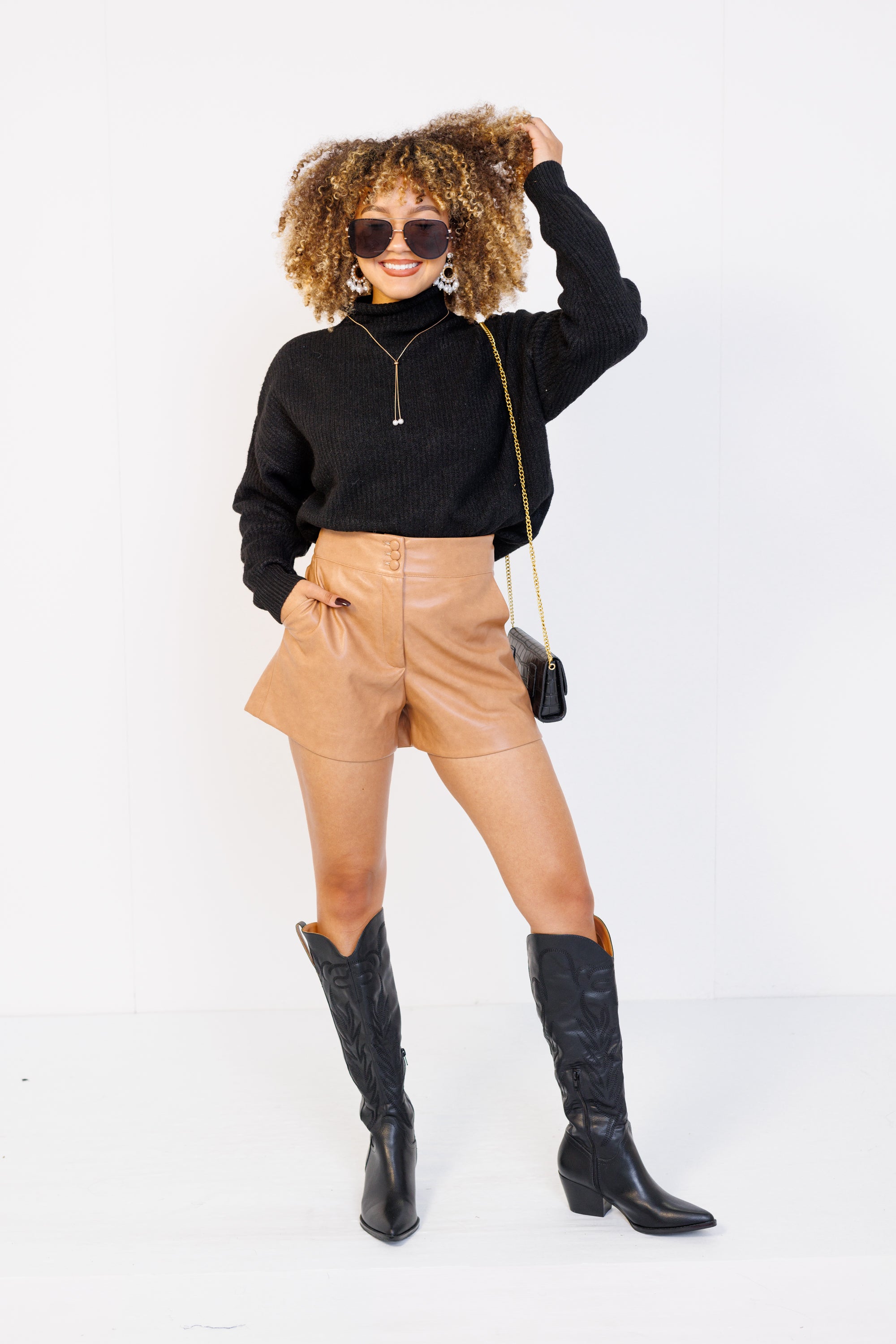 Snuggle Chic Sweater Top, BLACK