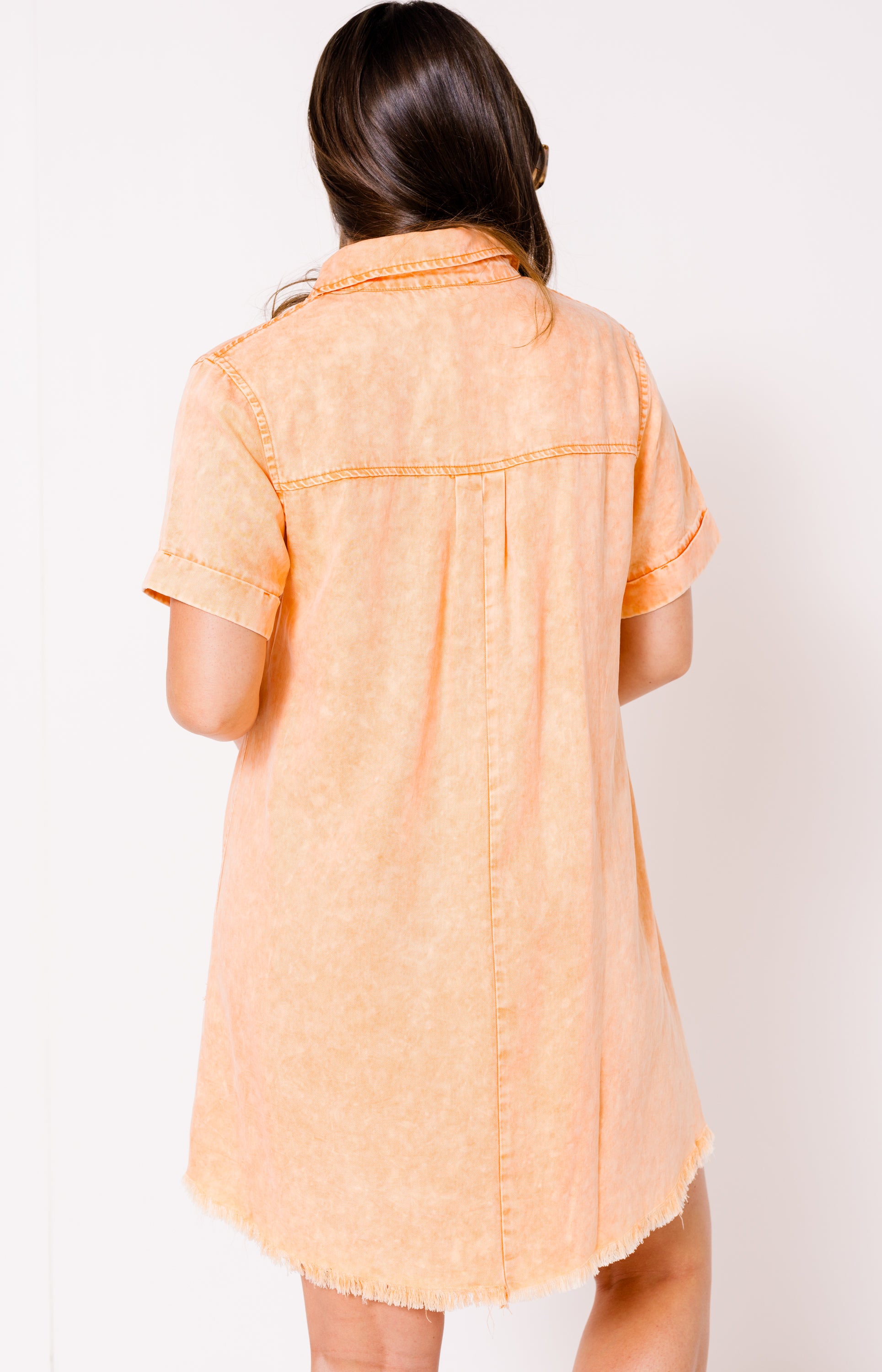 Claim to Fame Denim Mini Dress, WASHED TANGERINE