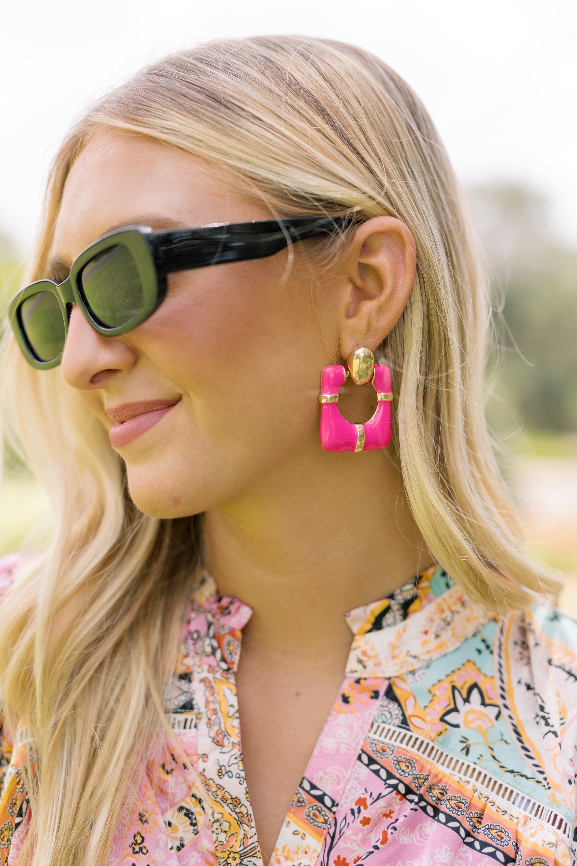 Gemma Earrings, FUCHSIA