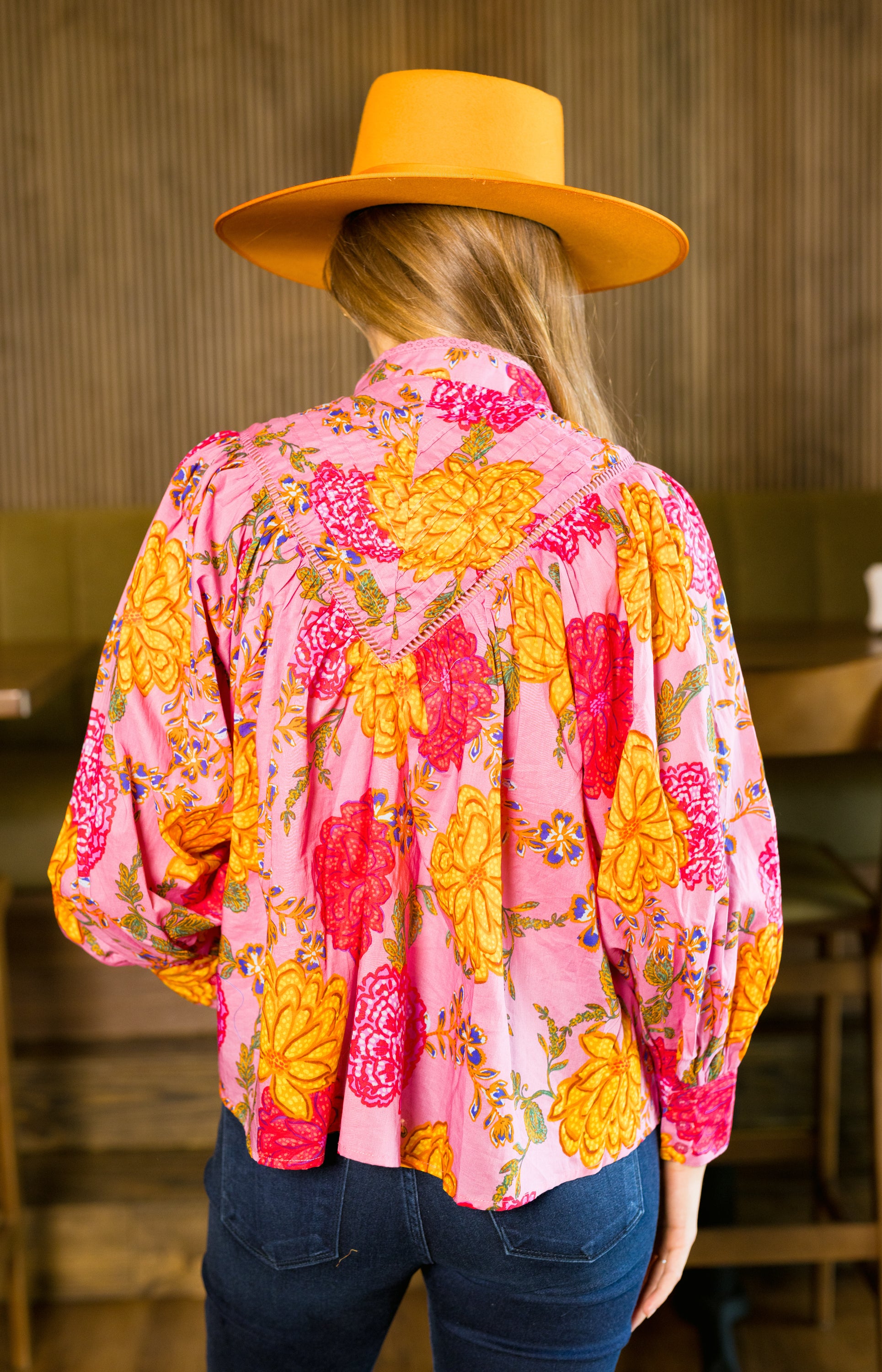 Olivia Button Down Top, PINK FLORAL