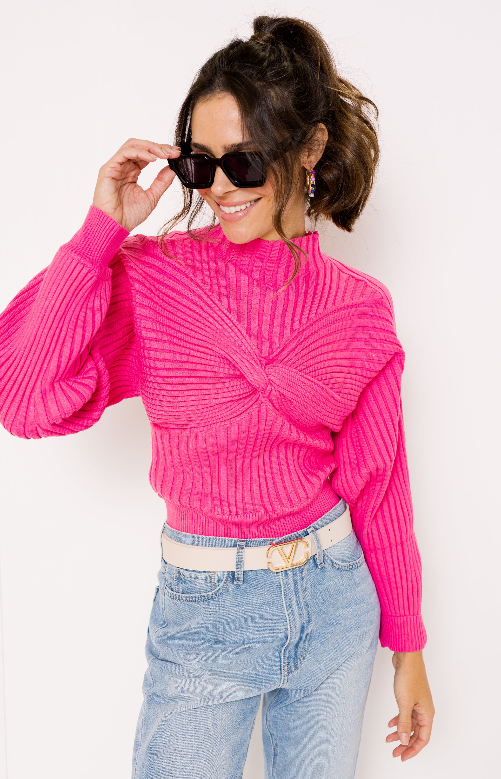 Twist on Fall Cropped Sweater, PINK