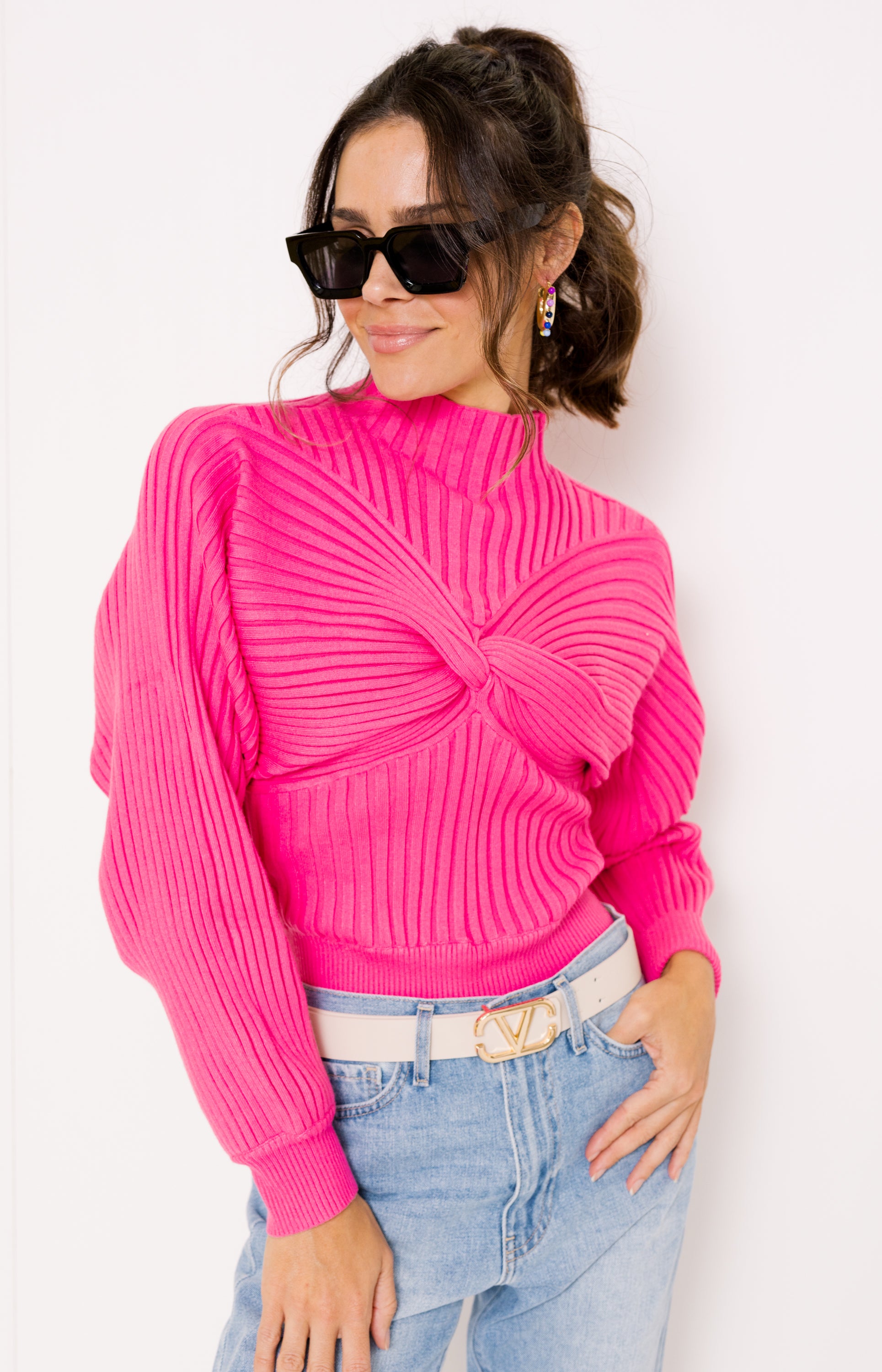 Twist on Fall Cropped Sweater, PINK