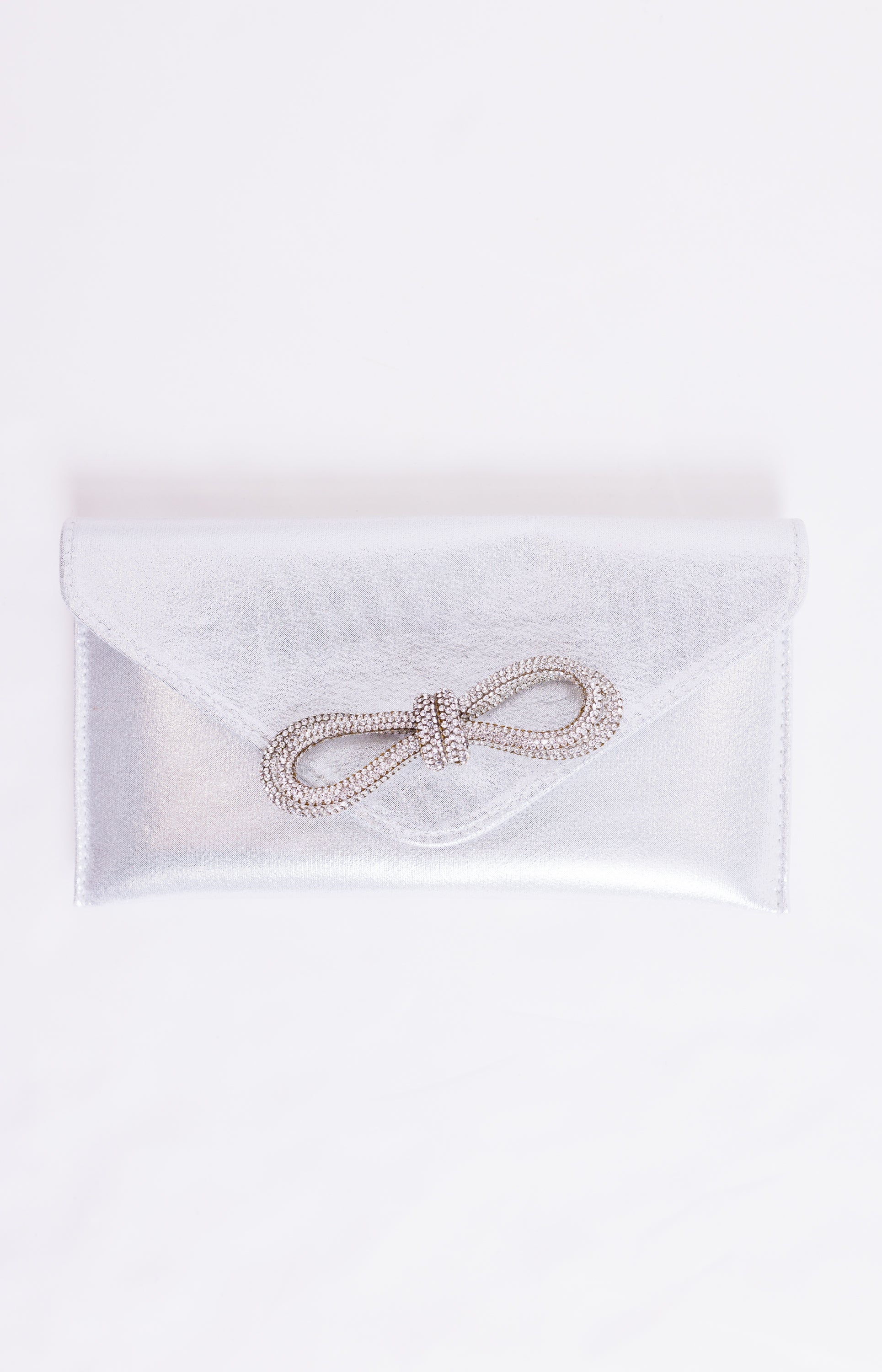 Bow Bling Clutch, SILVER