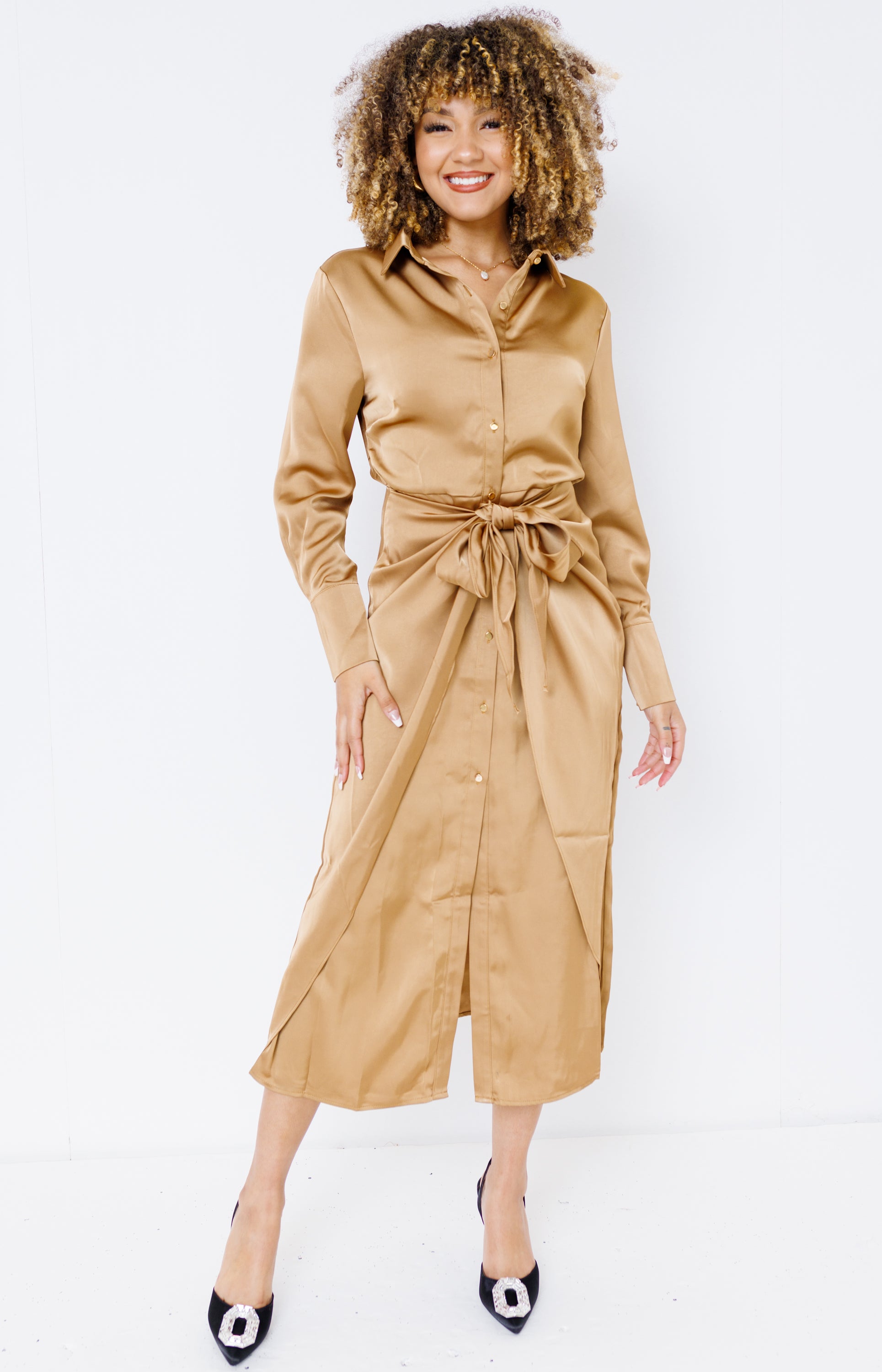 Shine For Me Dress, CAMEL