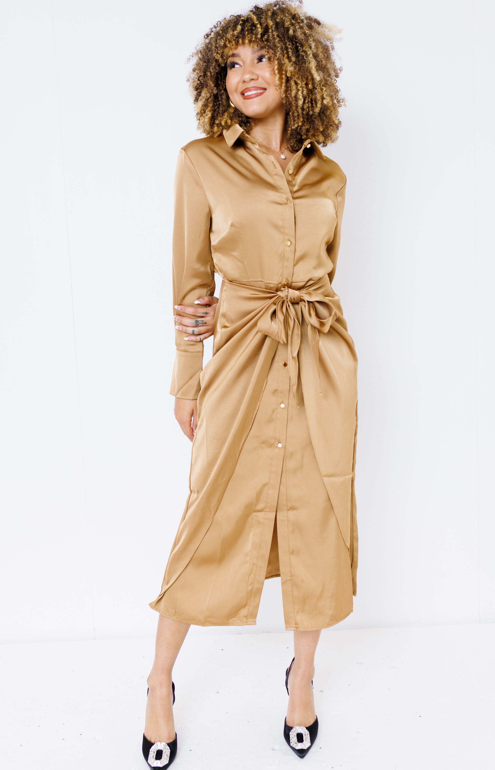 Shine For Me Dress, CAMEL