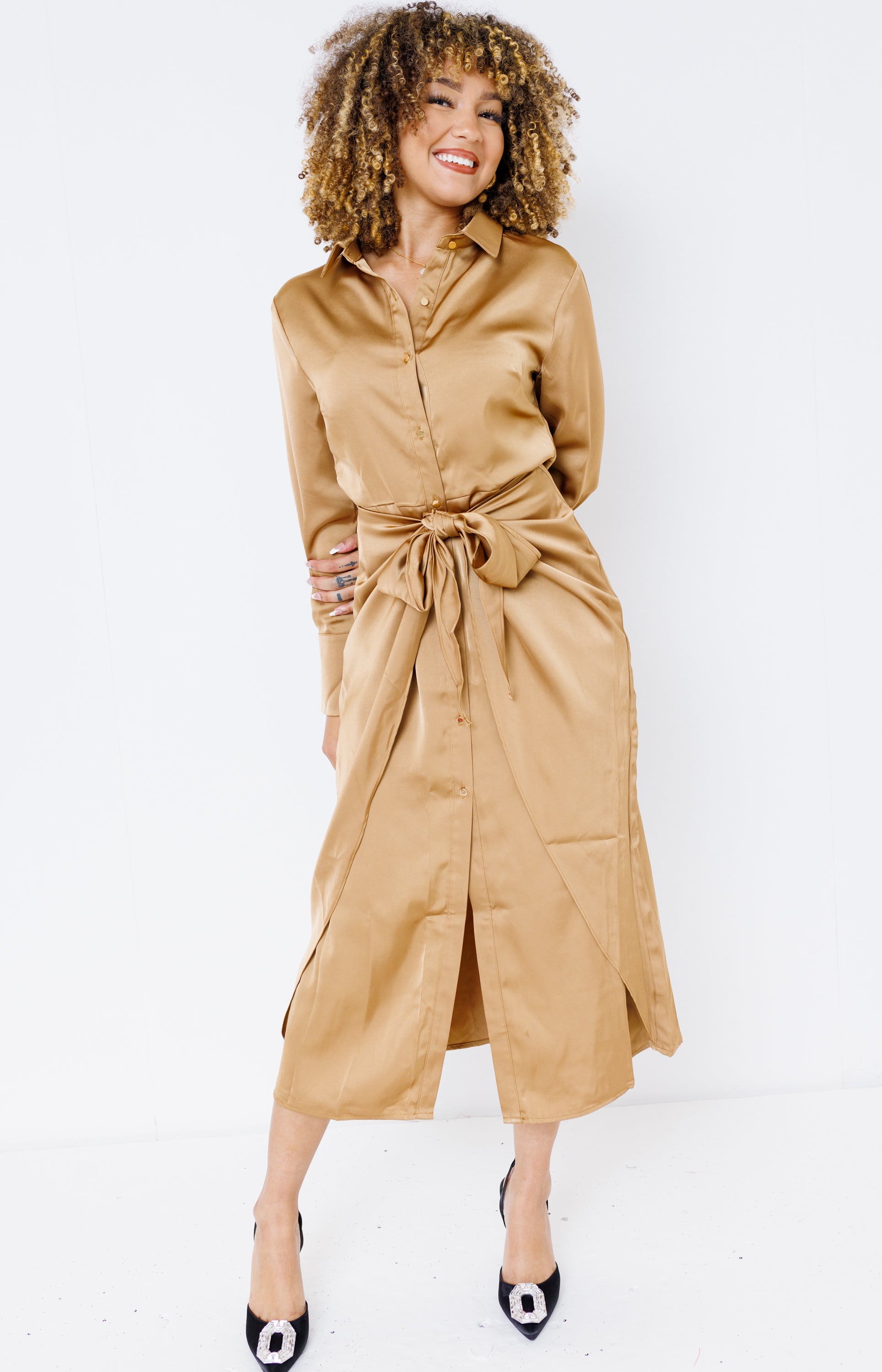 Shine For Me Dress, CAMEL