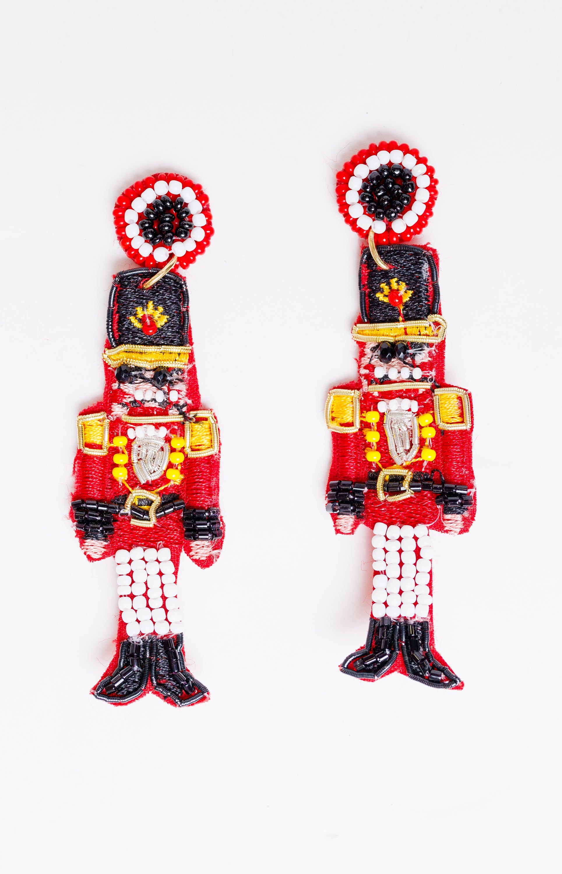 Nutcracker Beaded Earrings, RED