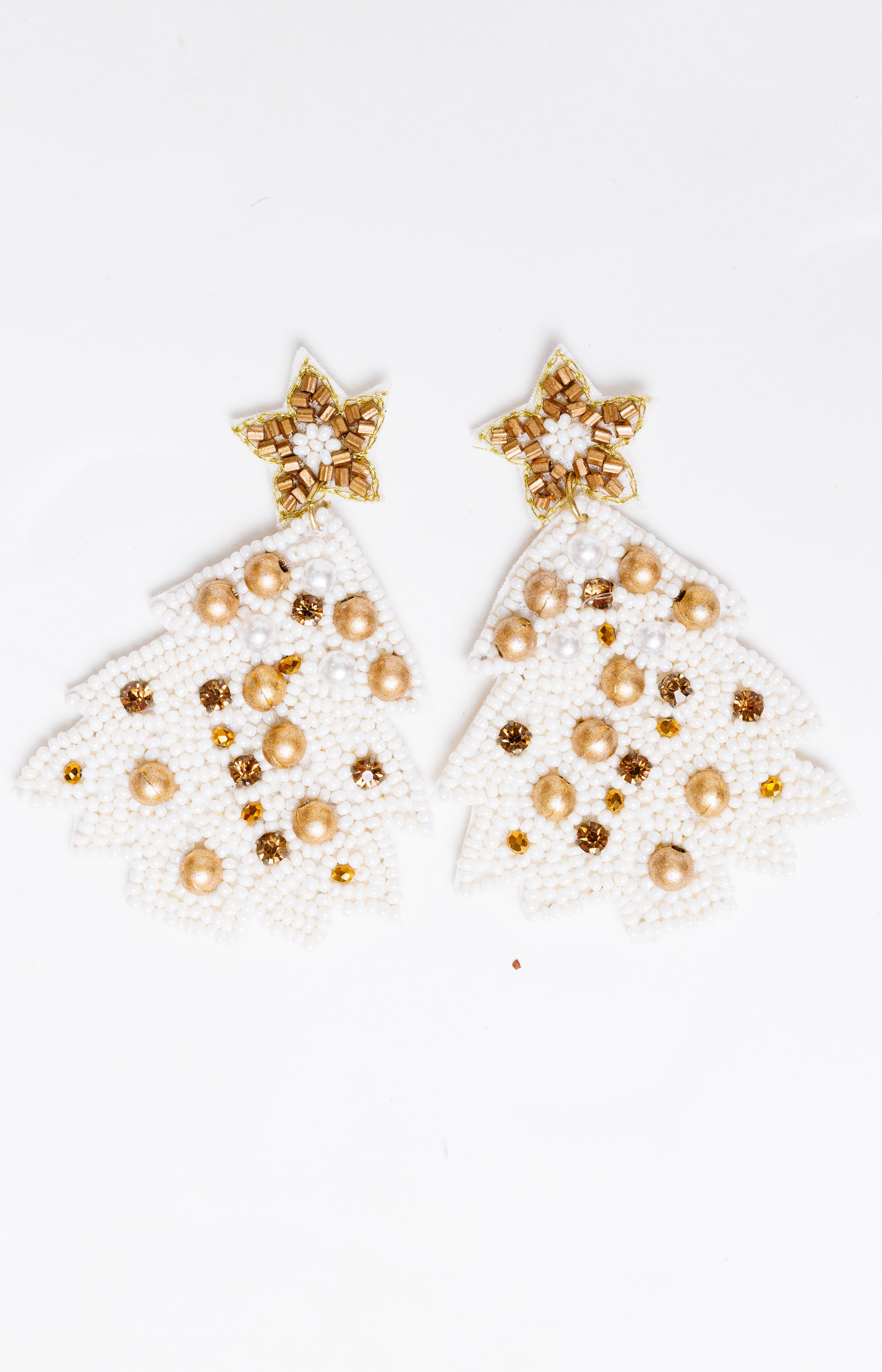 Christmas Tree Earrings, WHITE
