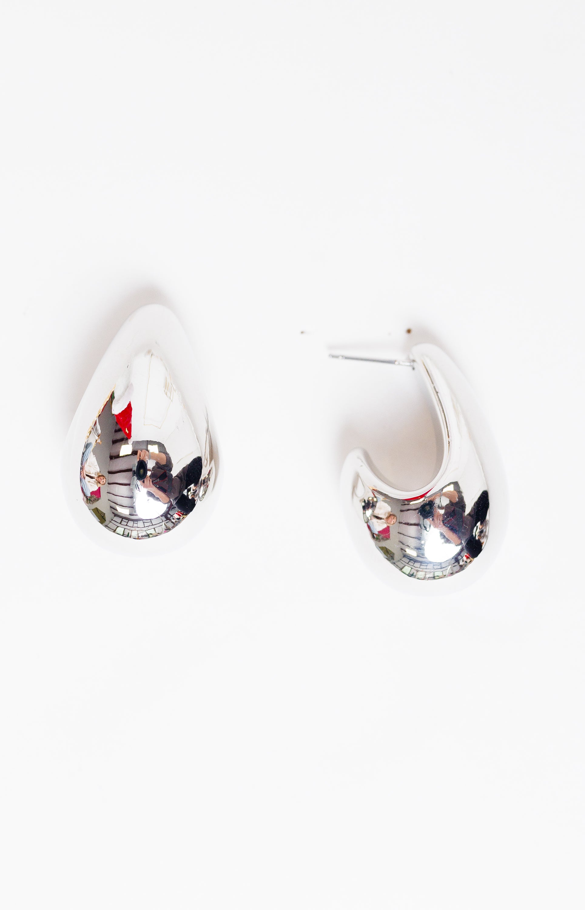 Large Teardrop Earrings, SILVER