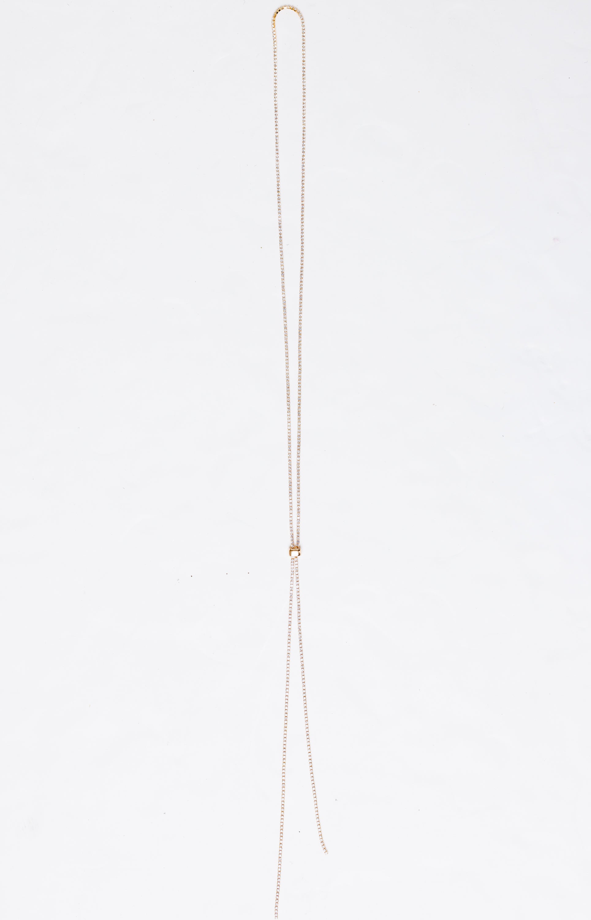 Long Detailed Rhinestone Necklace, GOLD