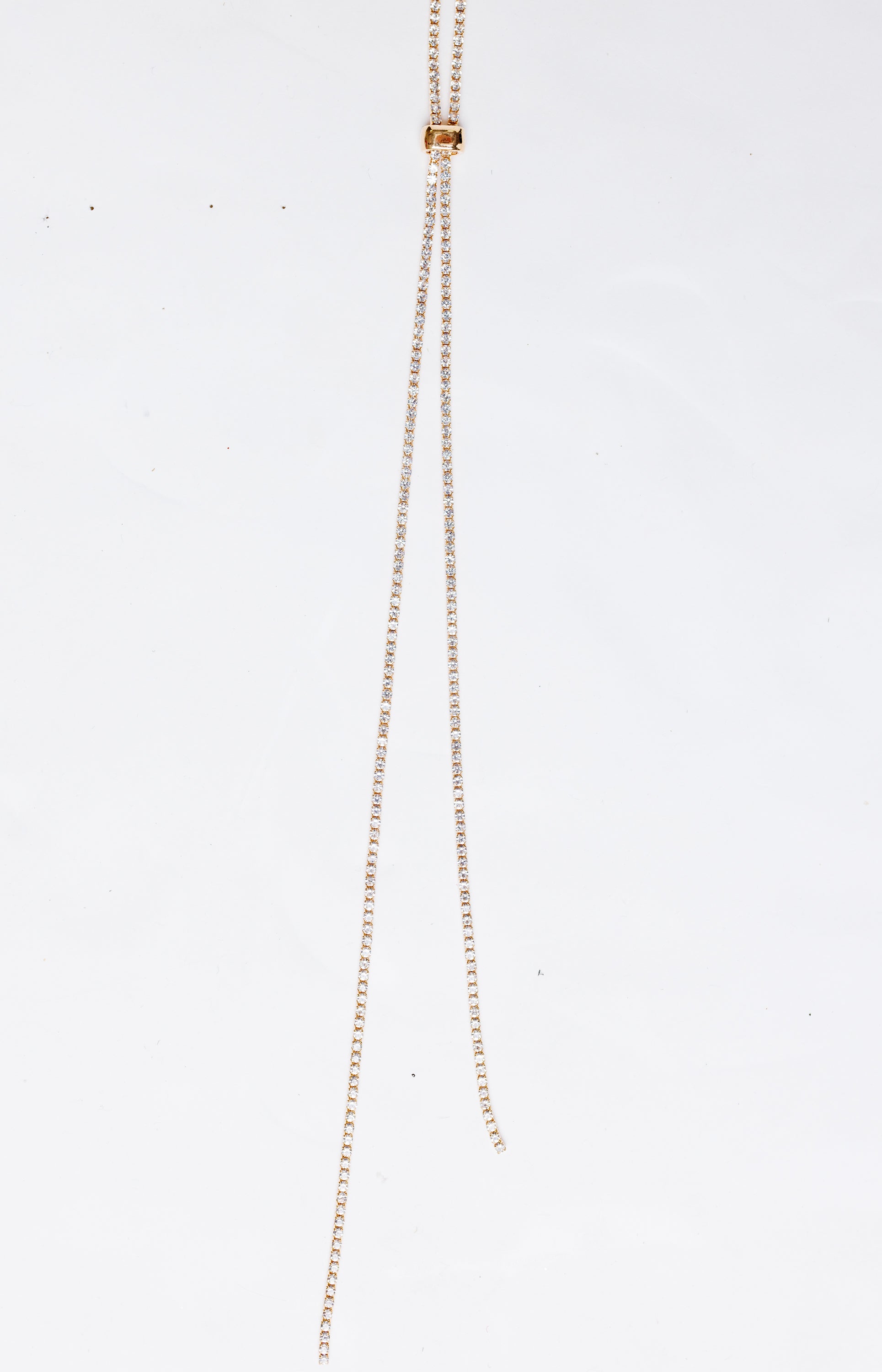 Long Detailed Rhinestone Necklace, GOLD