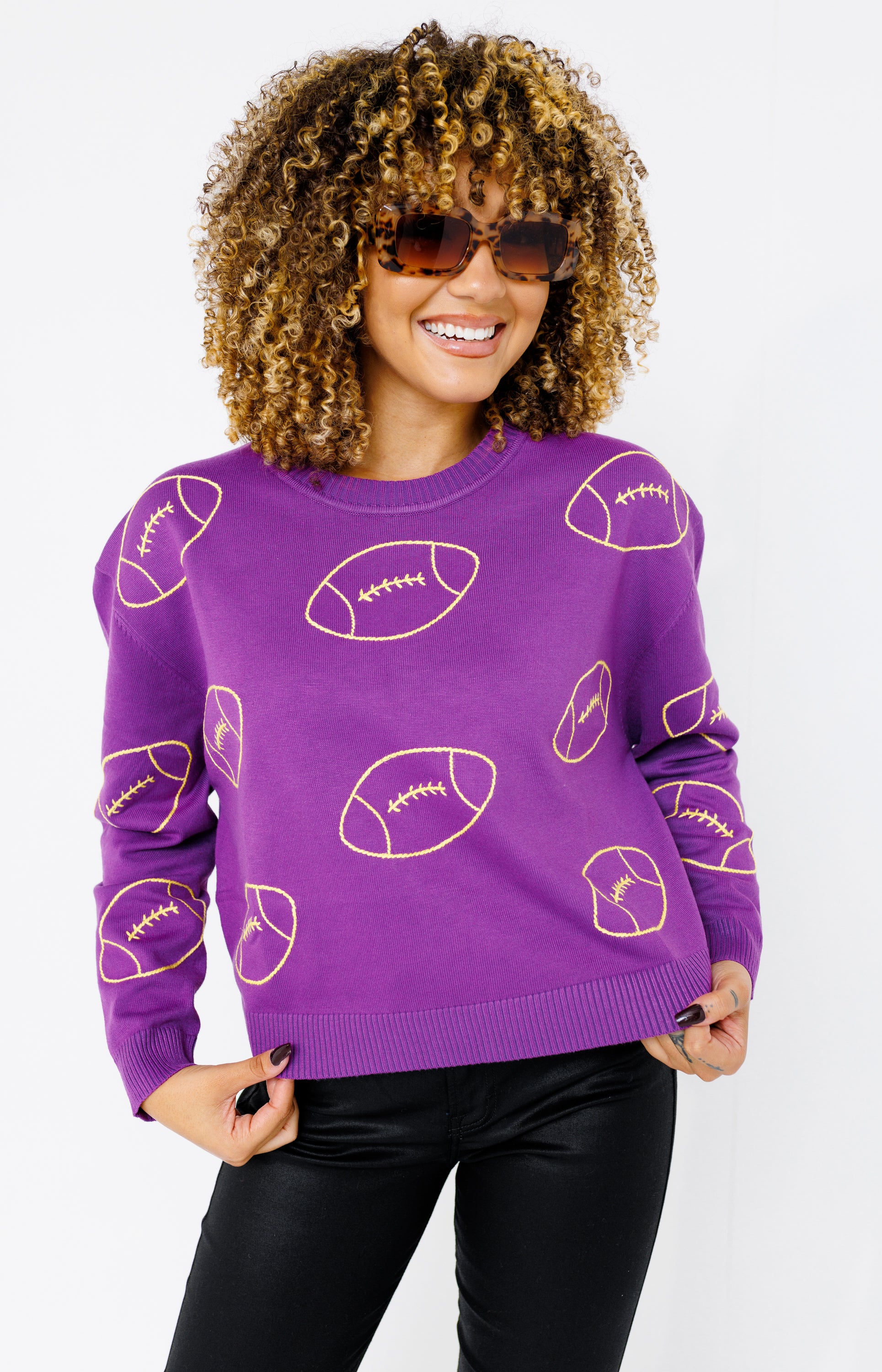 Ring Street: Multi Football Sweater, PURPLE/GOLD